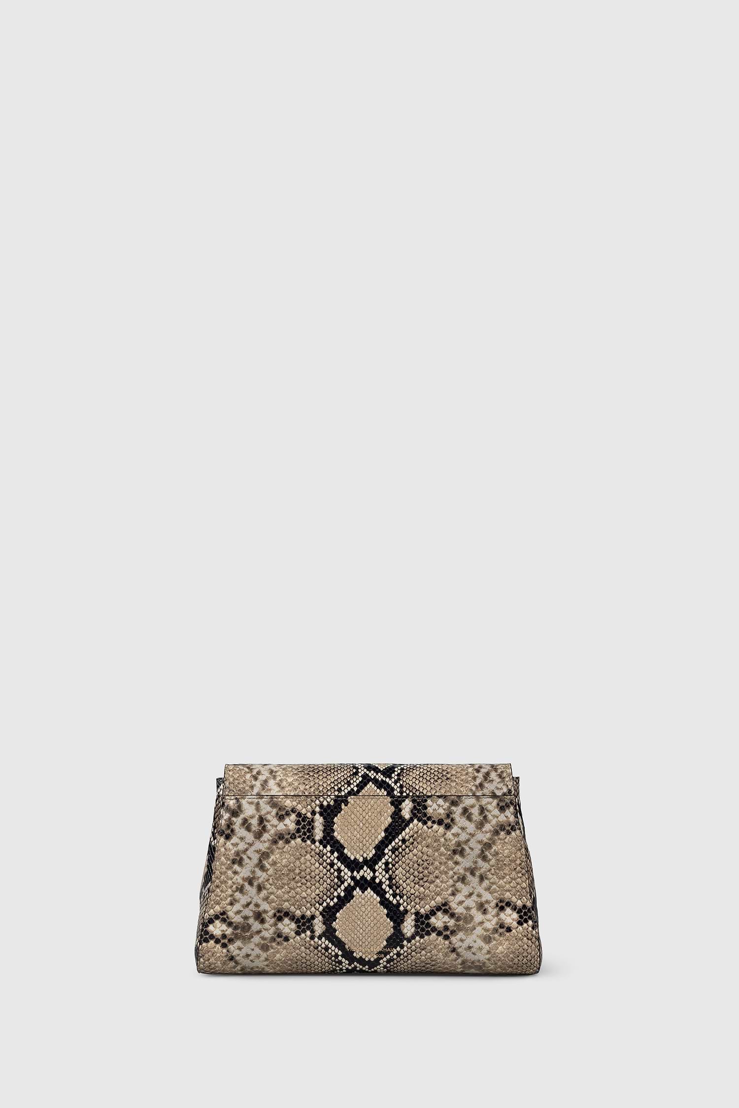 Dorian Trapeze Bag Natural Brown Snake Print Leather