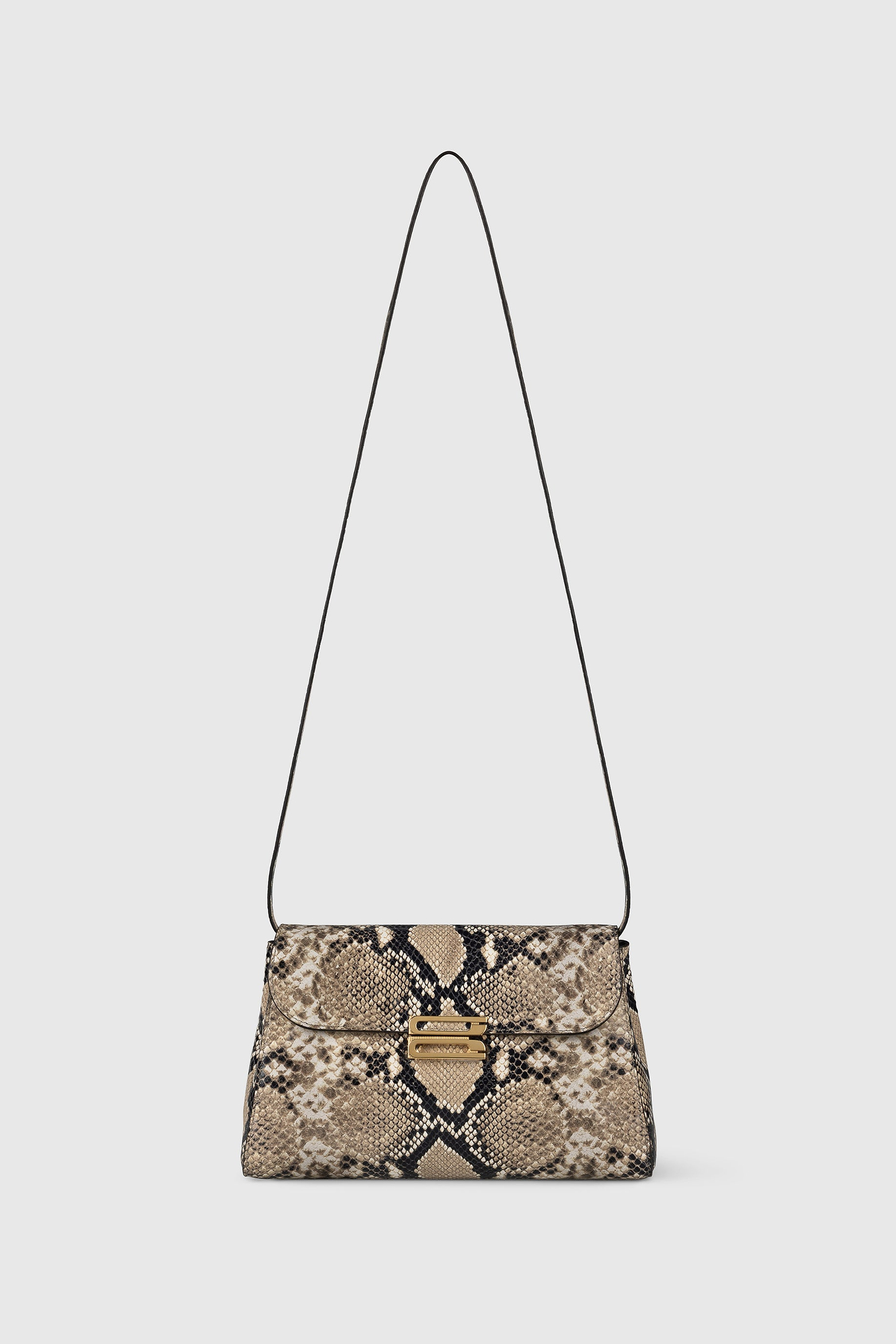 Dorian Trapeze Bag Natural Brown Snake Print Leather