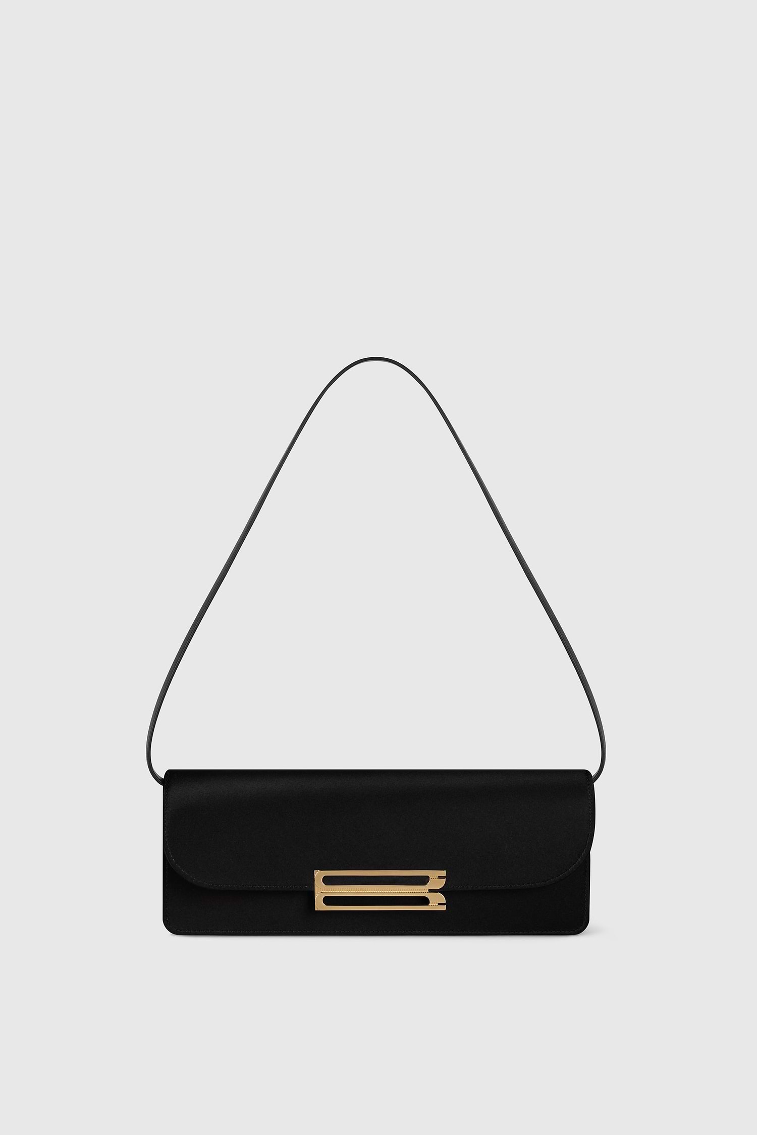 Dorian East-West Clutch Black Satin