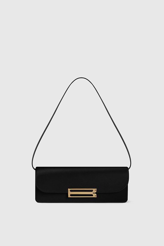Dorian East-West Clutch Black Satin