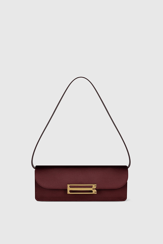 Dorian East-West Clutch Burgundy Satin
