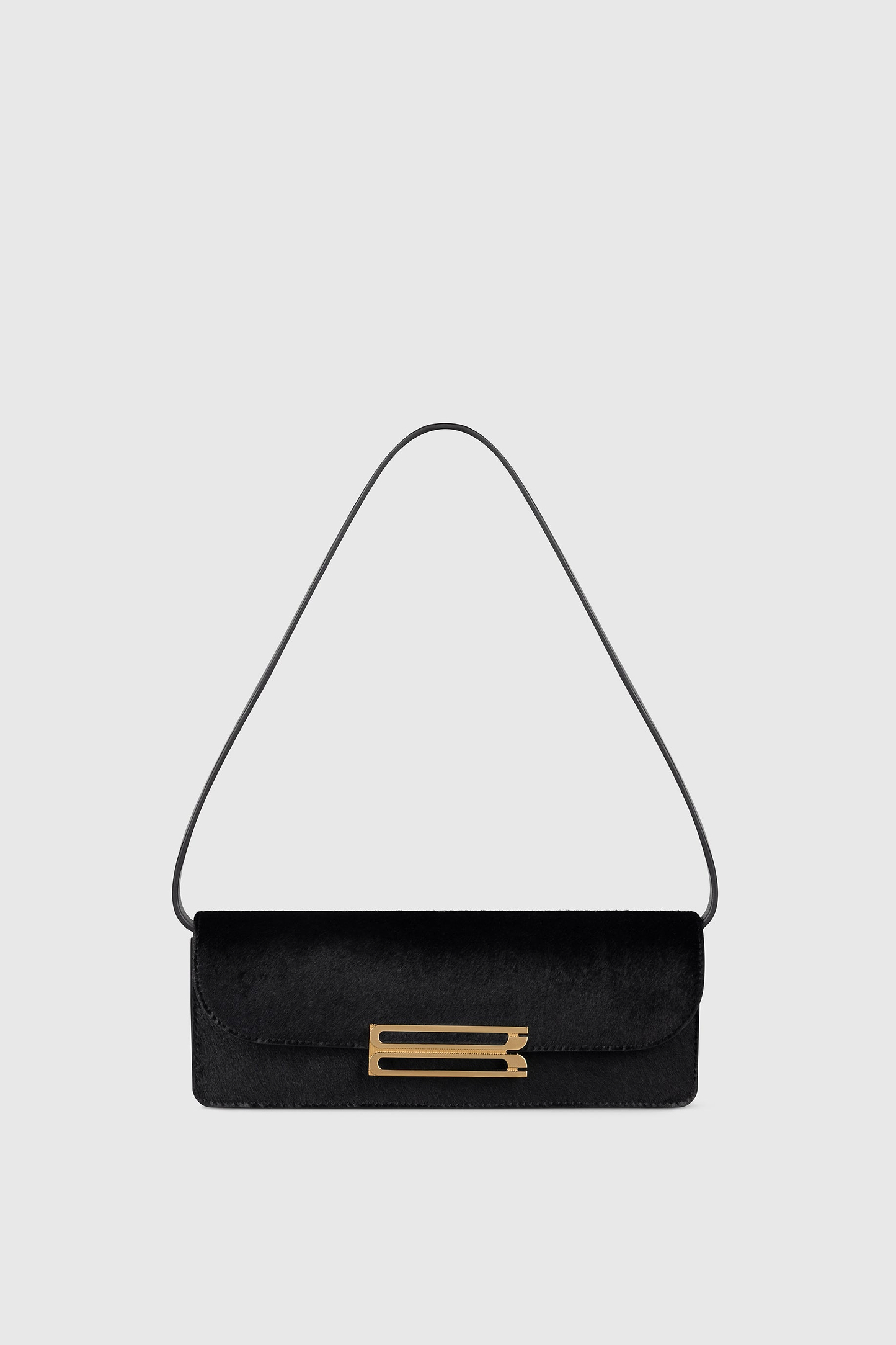 Dorian East-West Clutch Black Hair Calf Leather