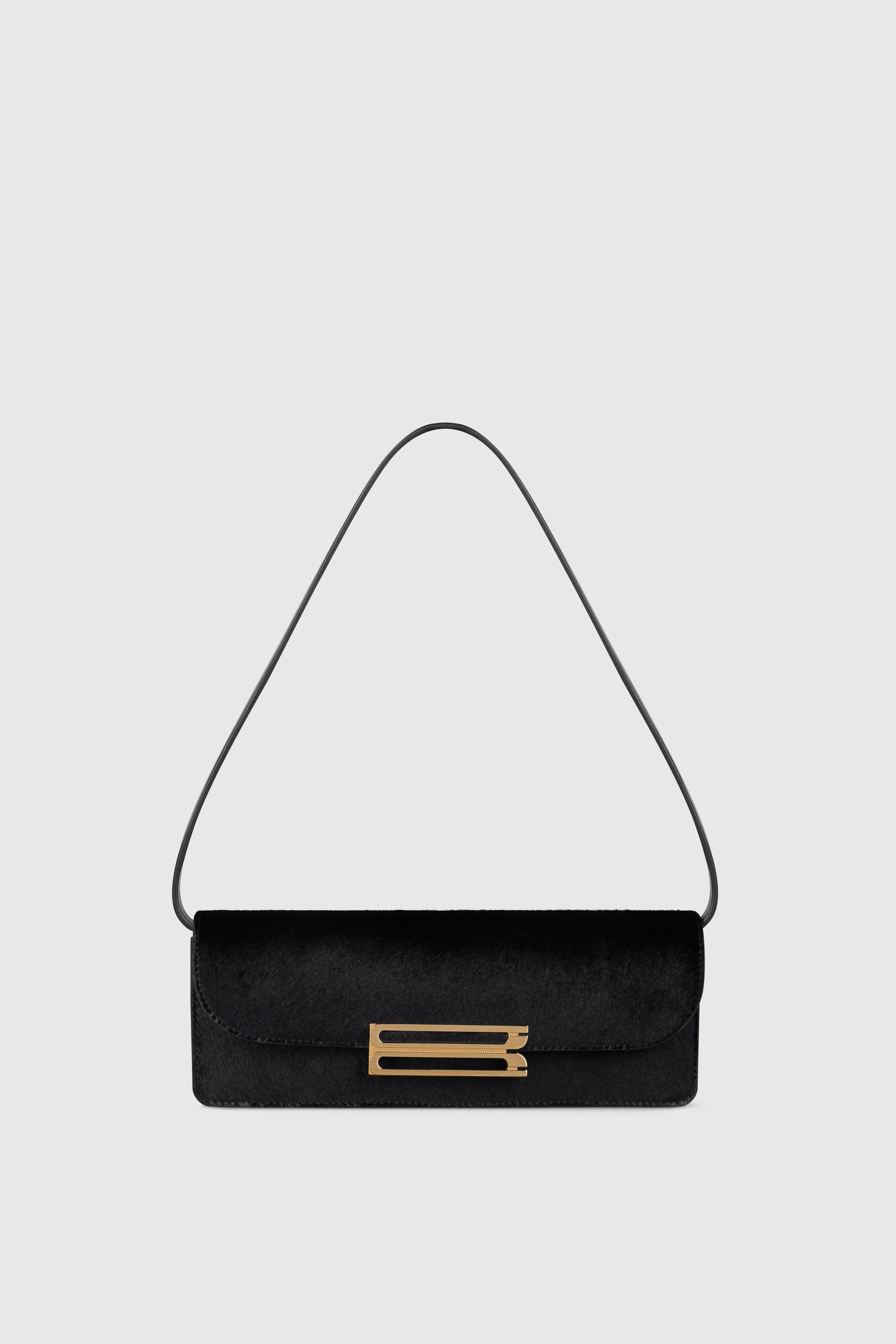 Dorian East-West Clutch Black Hair Calf Leather