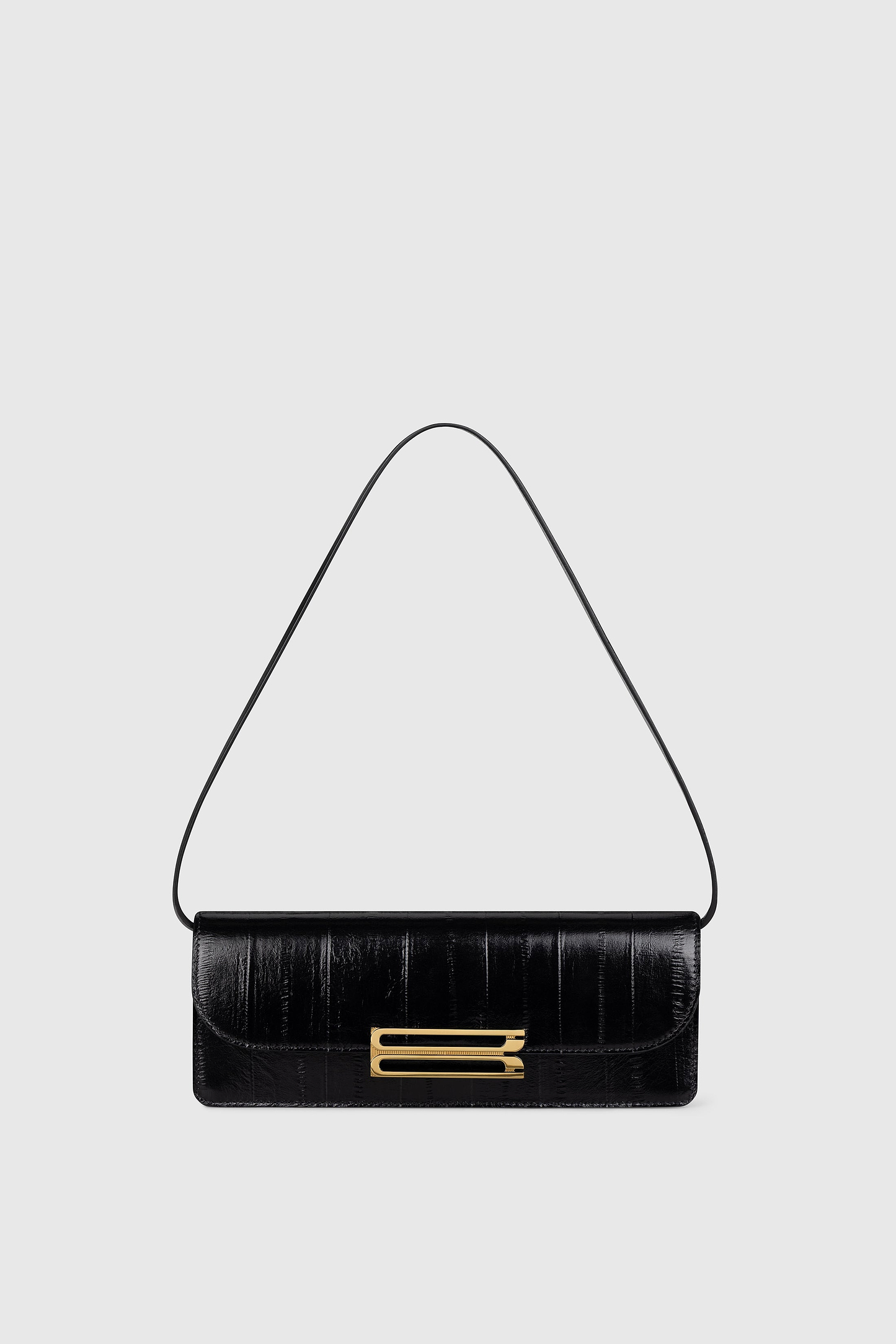 Dorian East-West Clutch Black Printed Leather