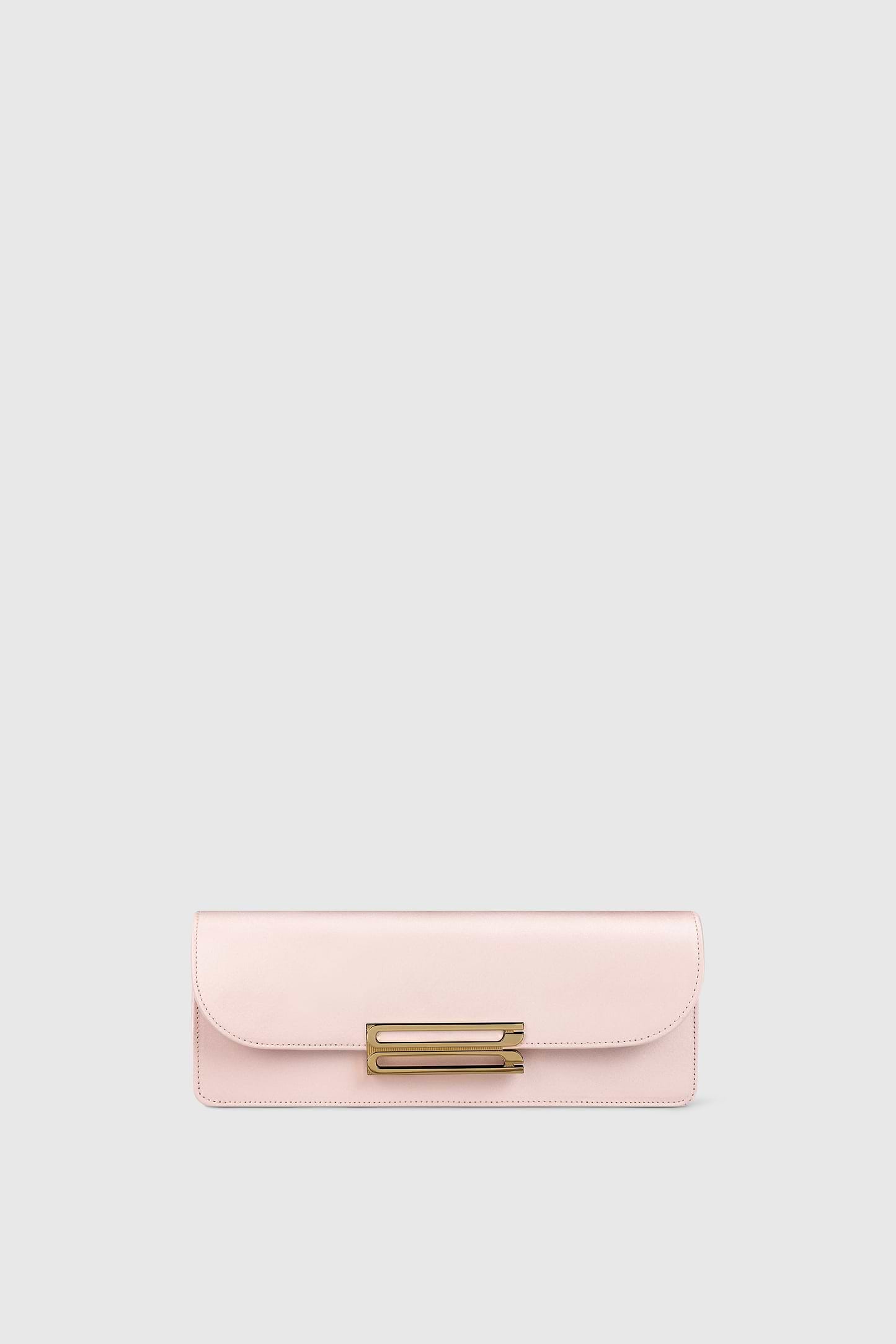 Dorian East-West Clutch Pink Satin