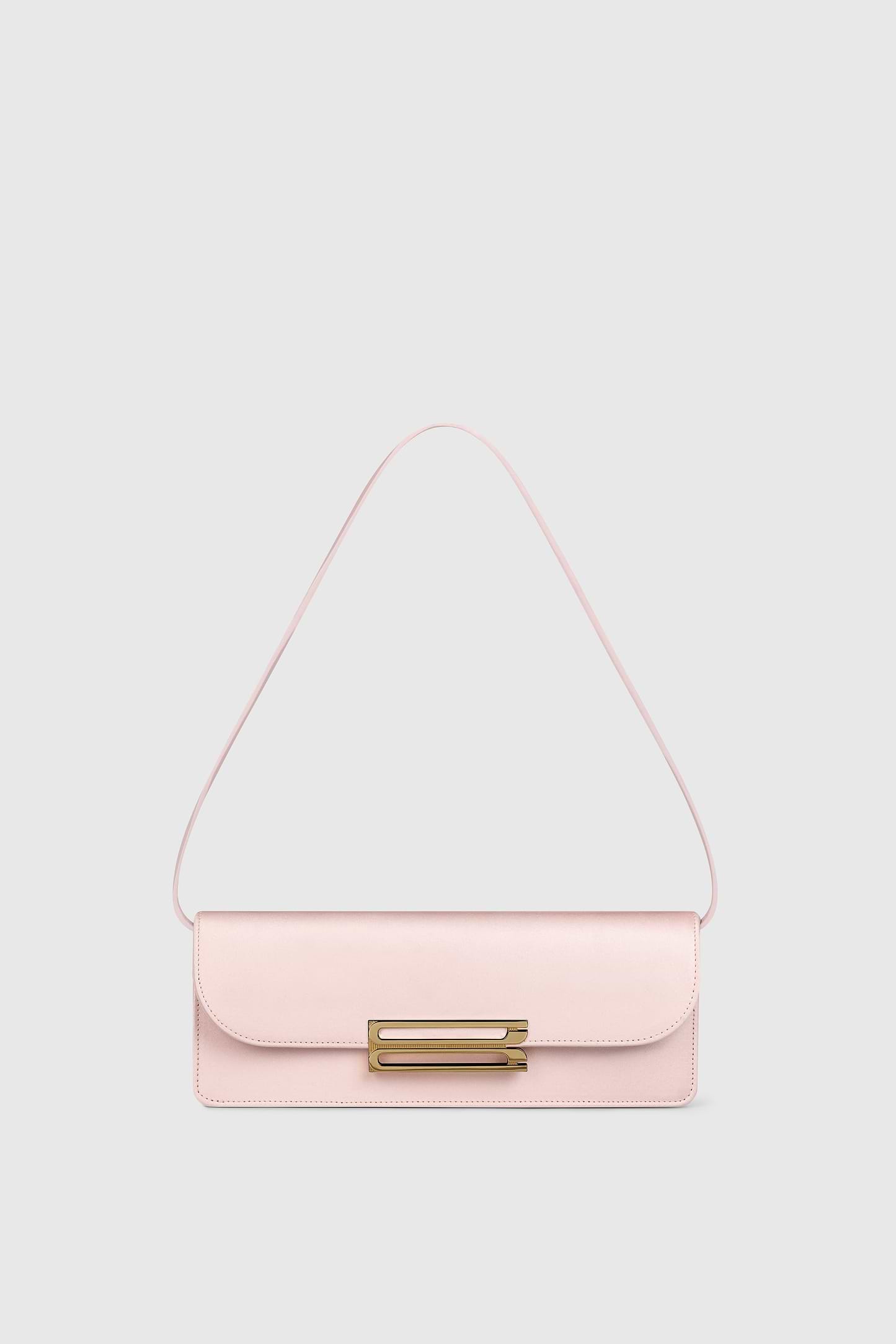Dorian East-West Clutch Pink Satin