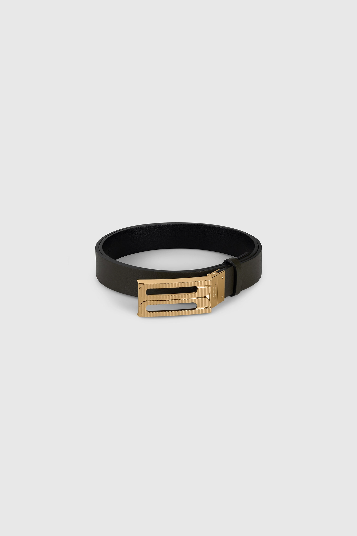 Dorian Guilloché Reversible Belt 25mm Black & Dark Olive Shiny Leather