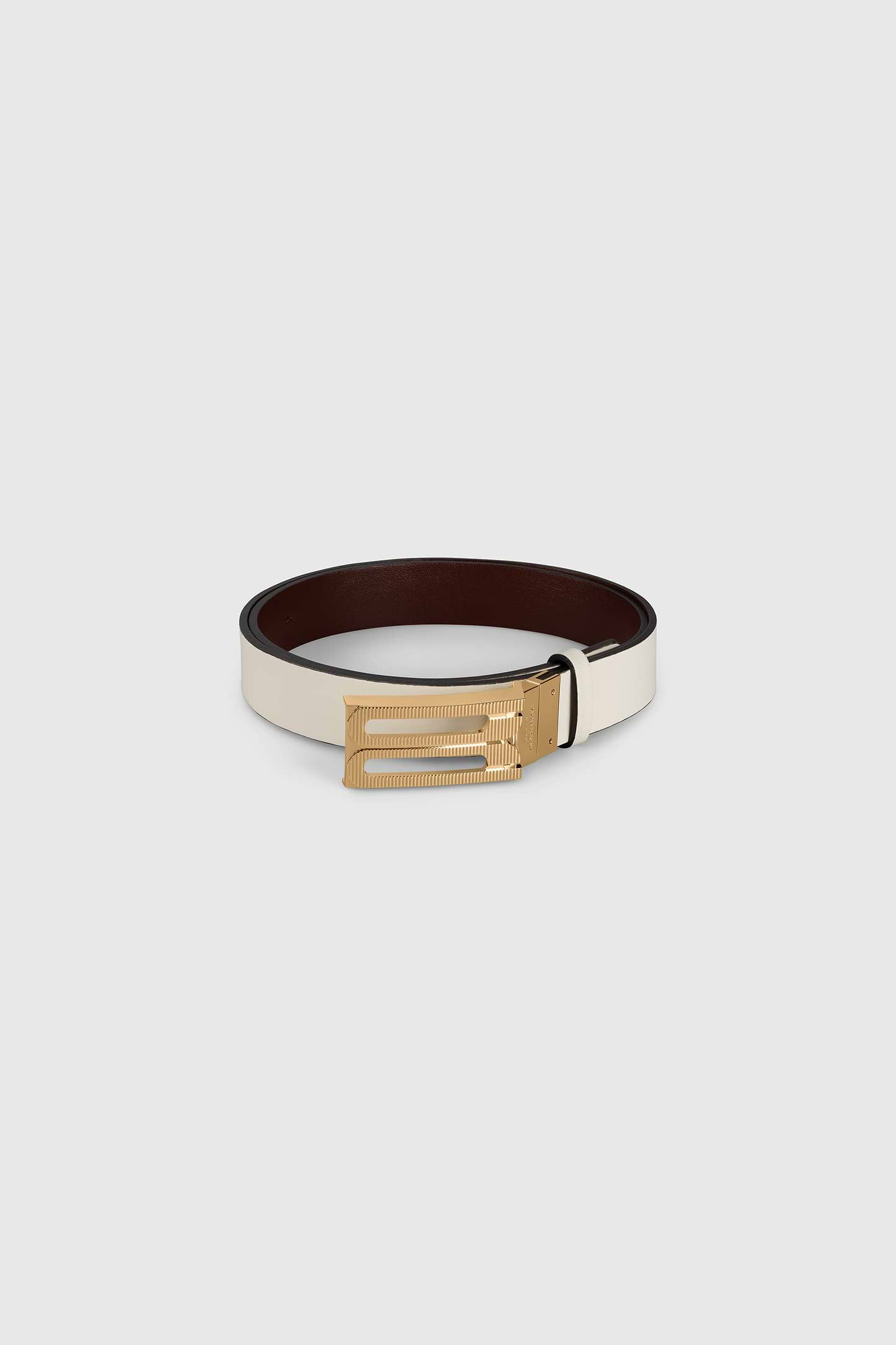 Dorian Guilloché Reversible Belt 25mm Brandy & Ivory Shiny Leather