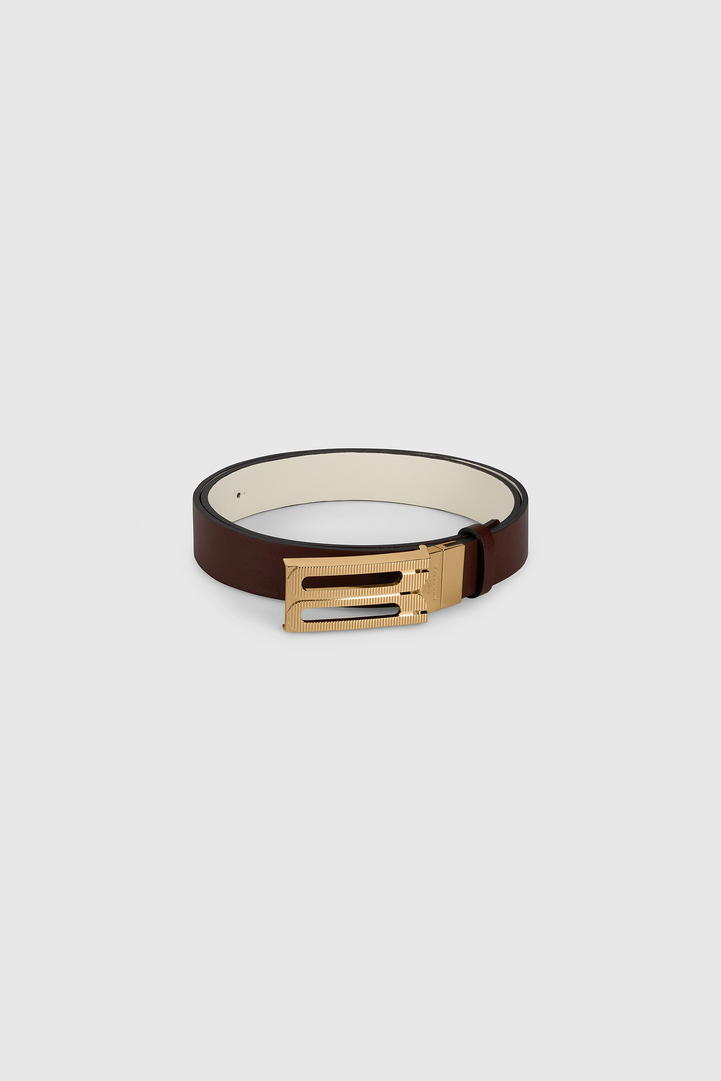 Dorian Guilloché Reversible Belt 25mm Brandy & Ivory Shiny Leather
