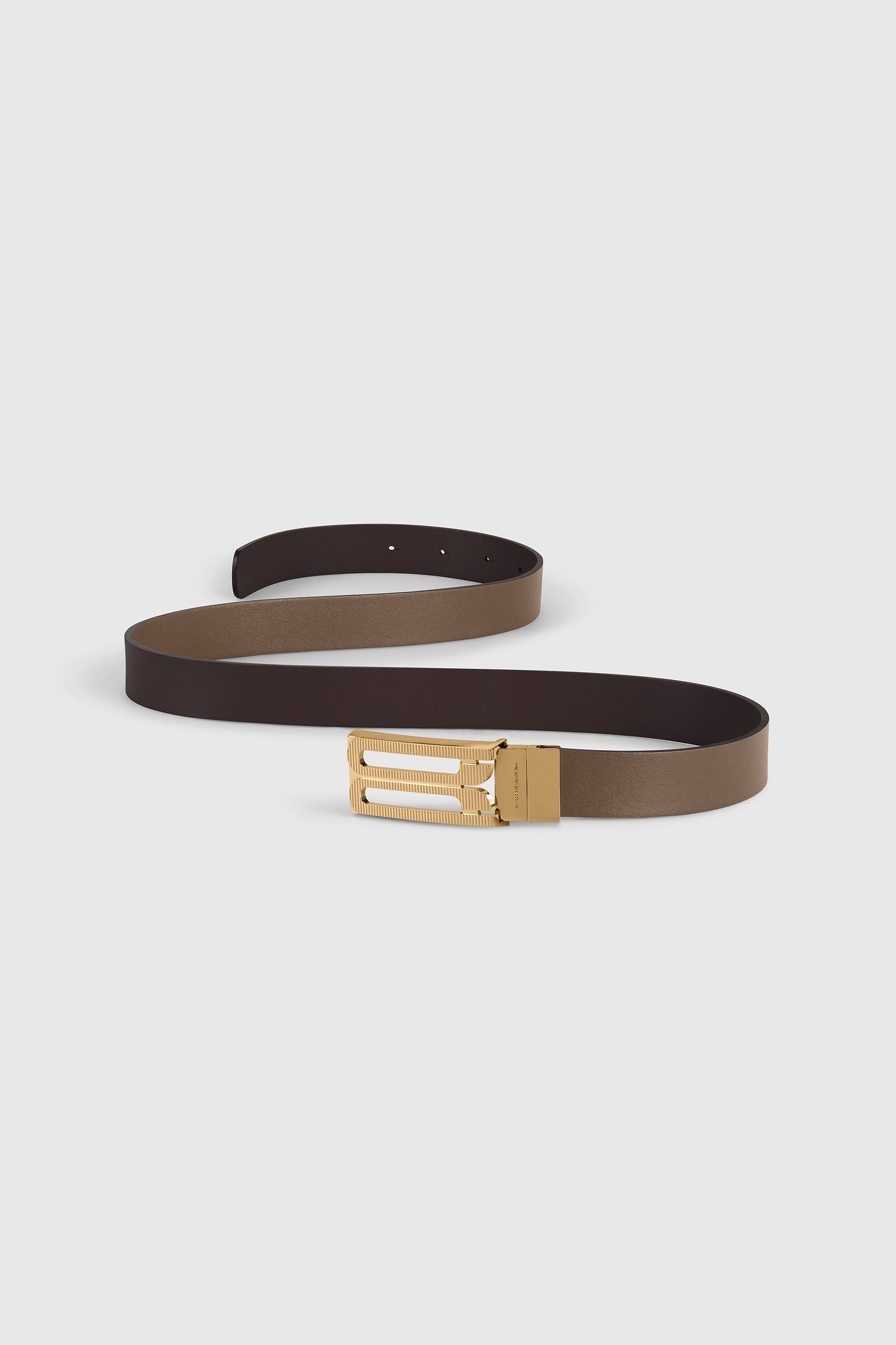 Dorian Guilloché Reversible Belt 25mm Dark Burgundy & Dove Grey Shiny Leather