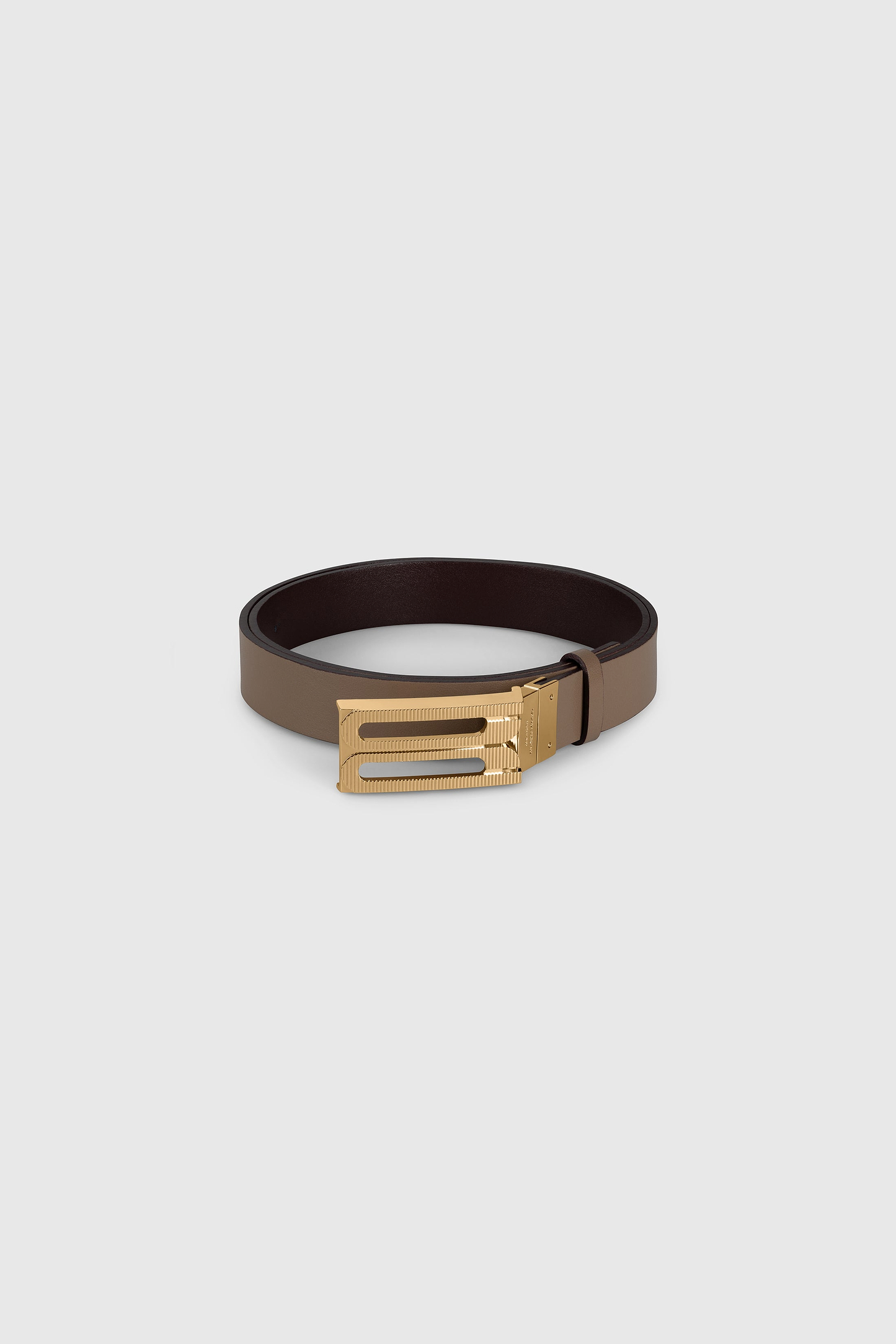 Dorian Guilloché Reversible Belt 25mm Dark Burgundy & Dove Grey Shiny Leather