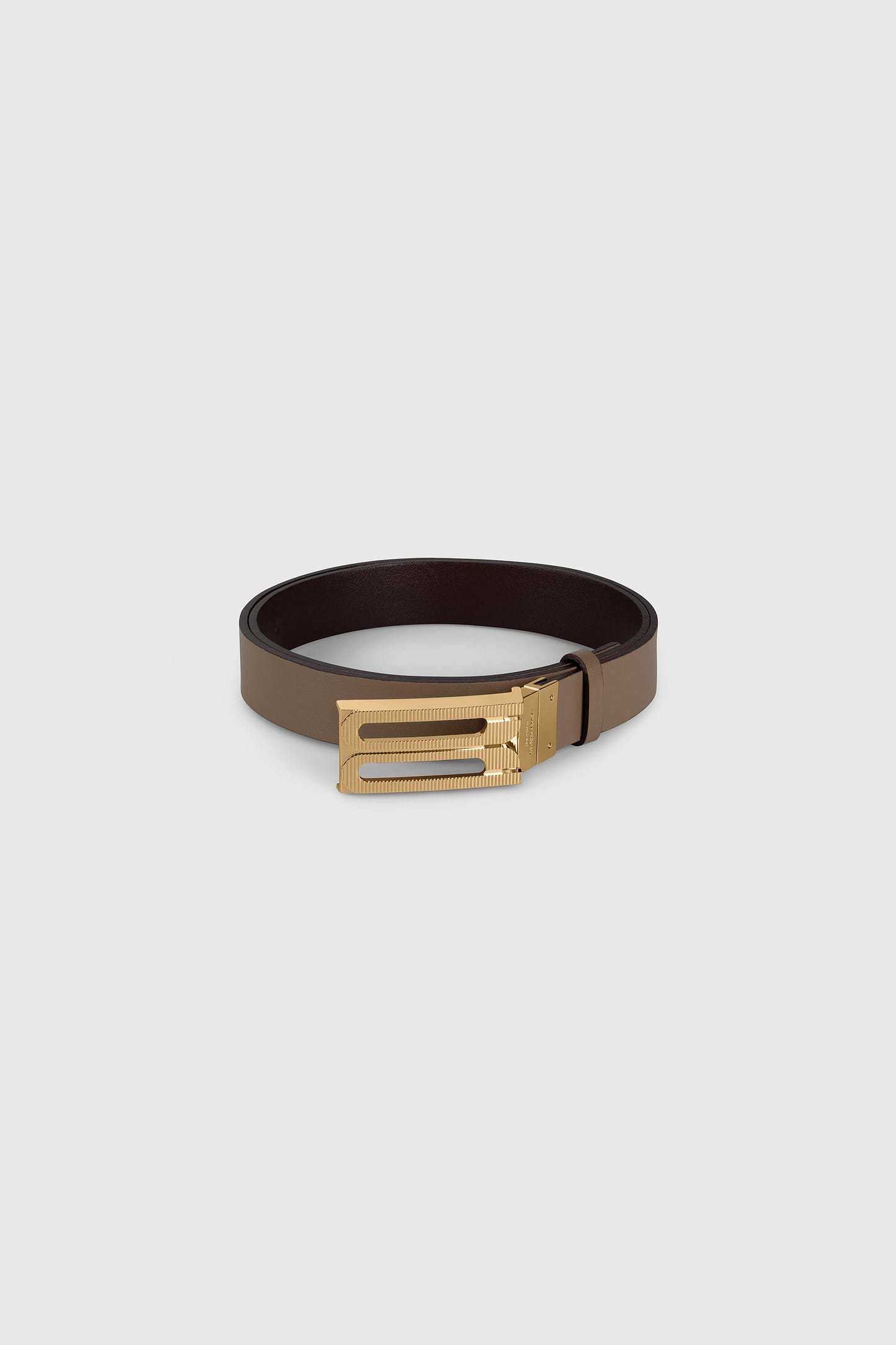 Dorian Guilloché Reversible Belt 25mm Dark Burgundy & Dove Grey Shiny Leather