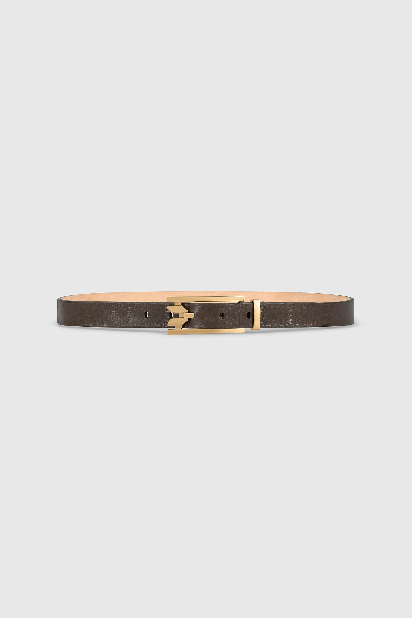 Dorian Pin-Buckle Belt 25mm Dark Taupe Printed Leather