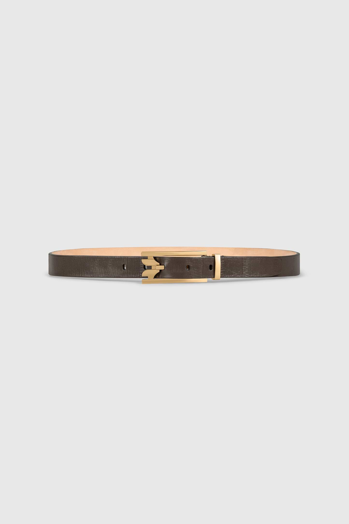 Dorian Pin-Buckle Belt 25mm Dark Taupe Printed Leather