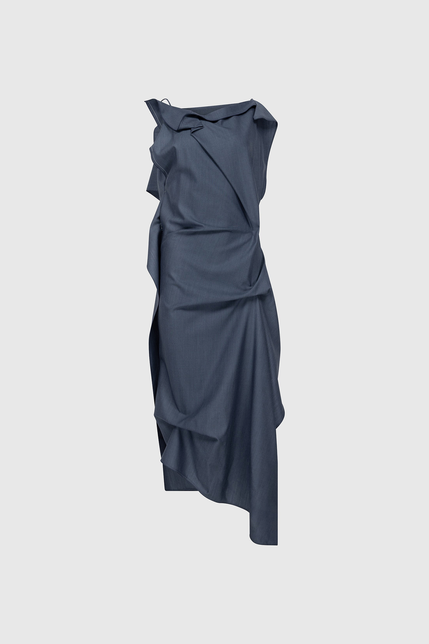 Draped Midi Dress In Blue