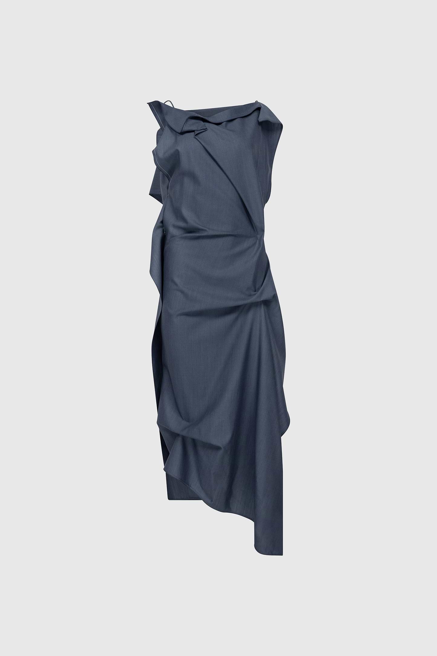 Draped Midi Dress In Blue