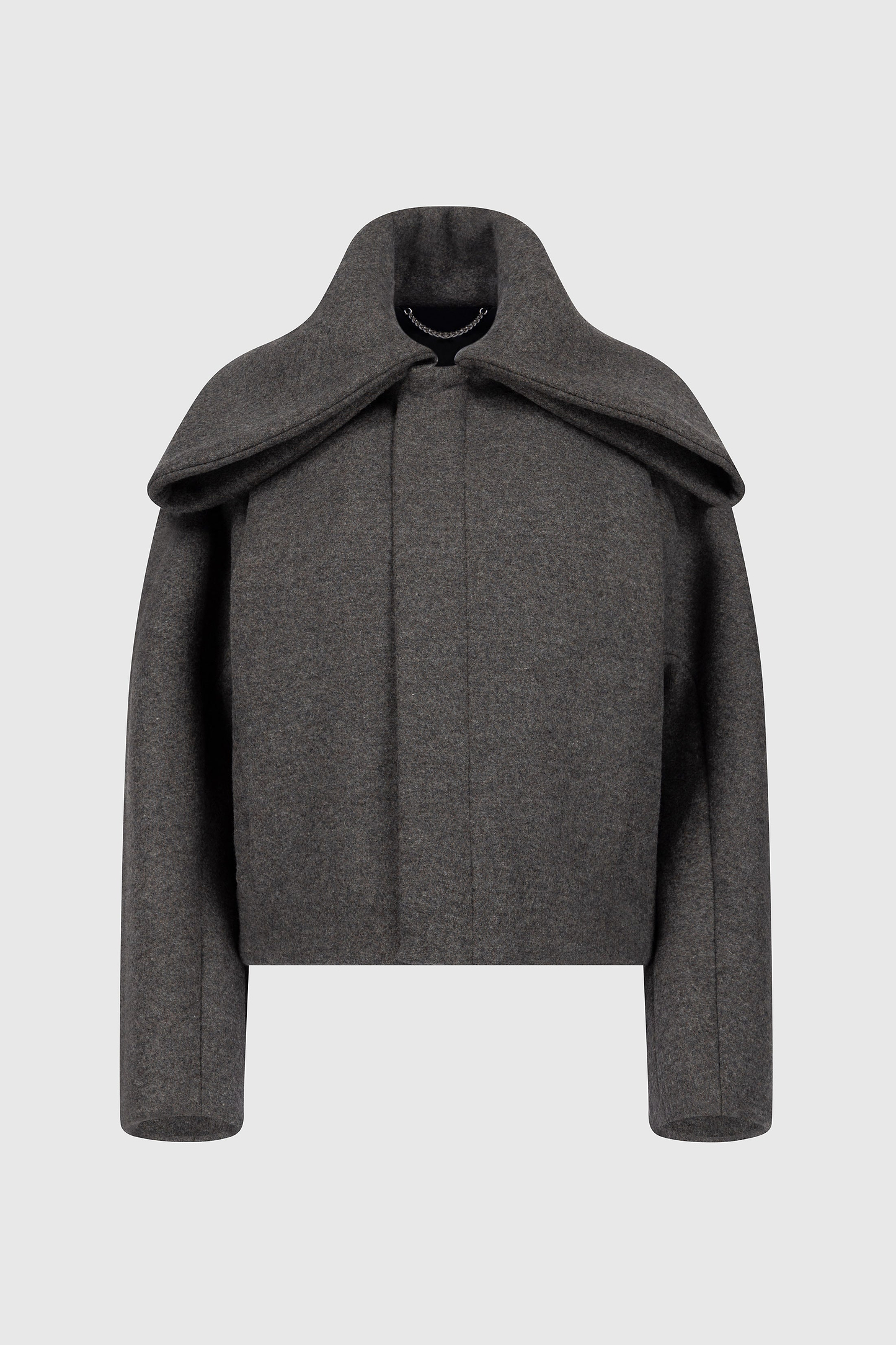 Folded Collar Bomber Jacket In Grey