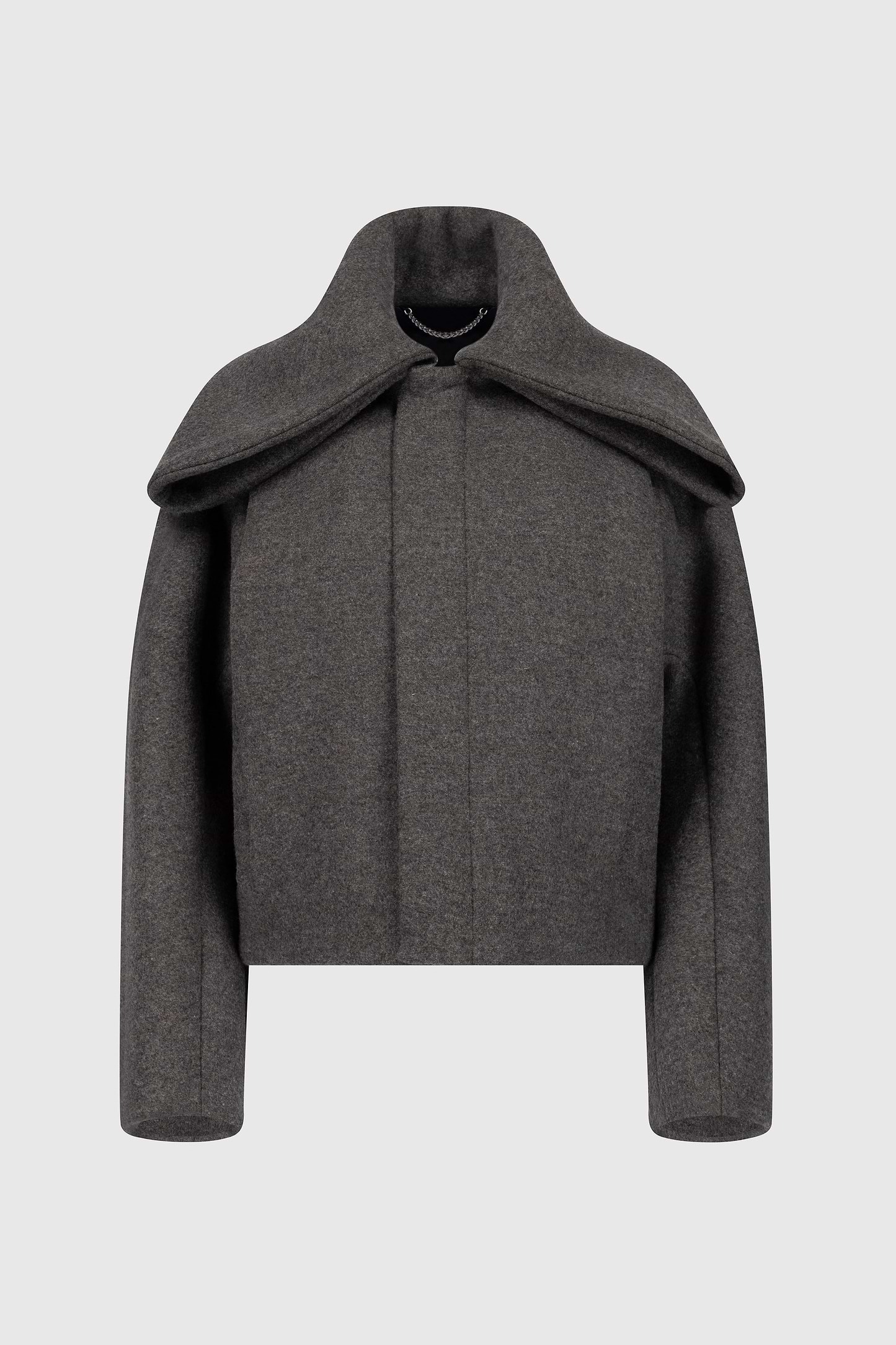 Folded Collar Bomber Jacket In Grey