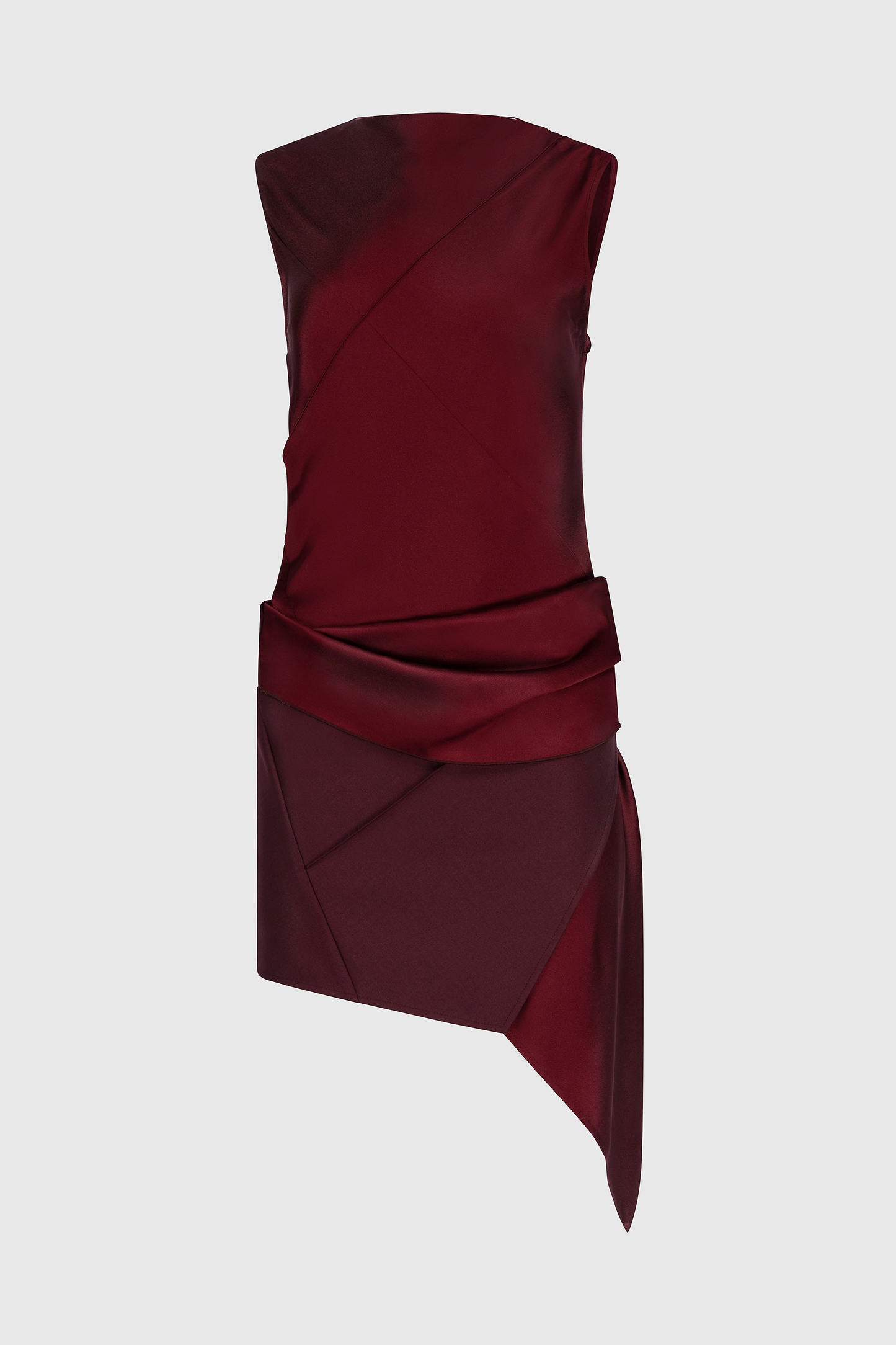 Folded Crease Mini Dress In Burgundy