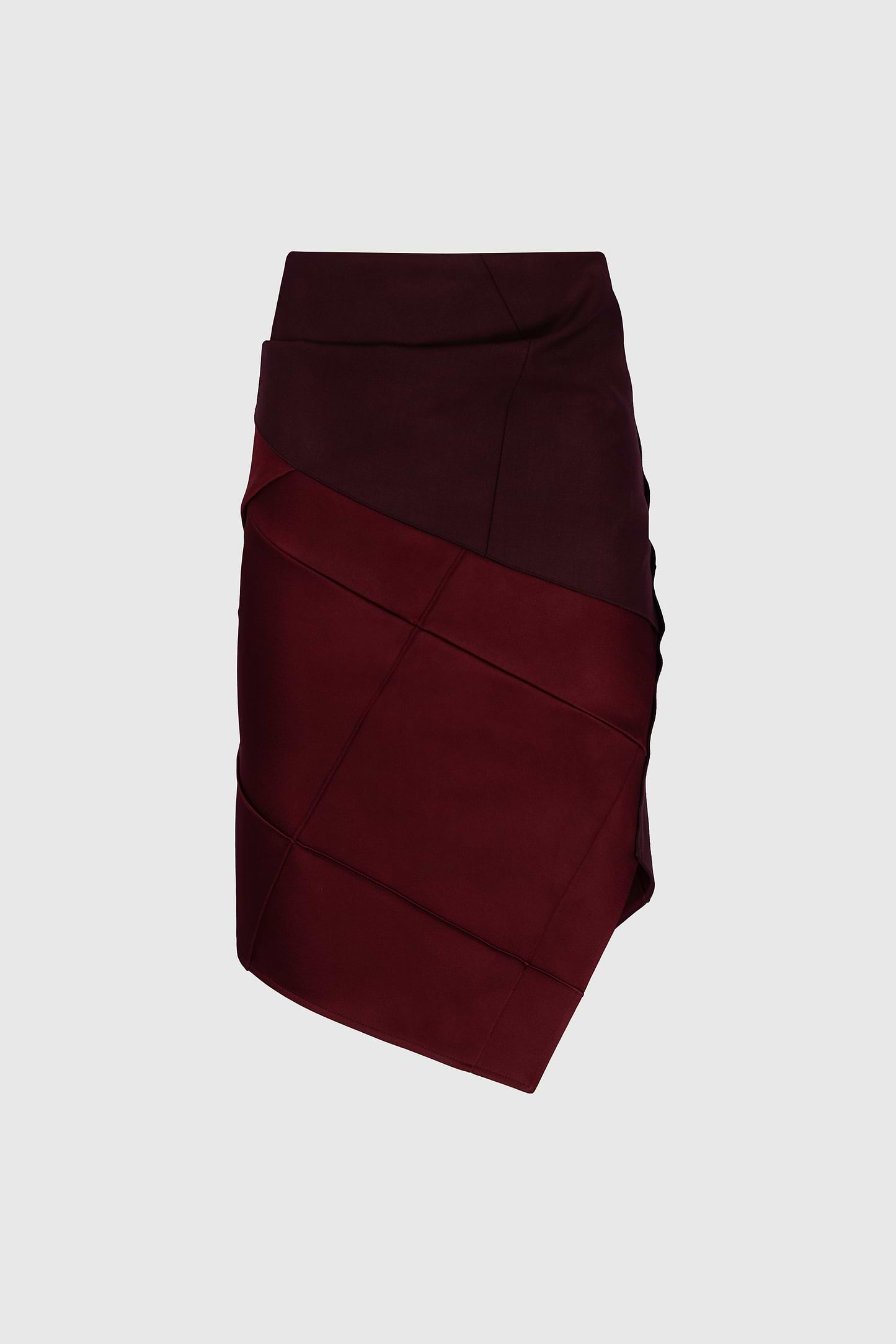 Folded Crease Skirt In Burgundy