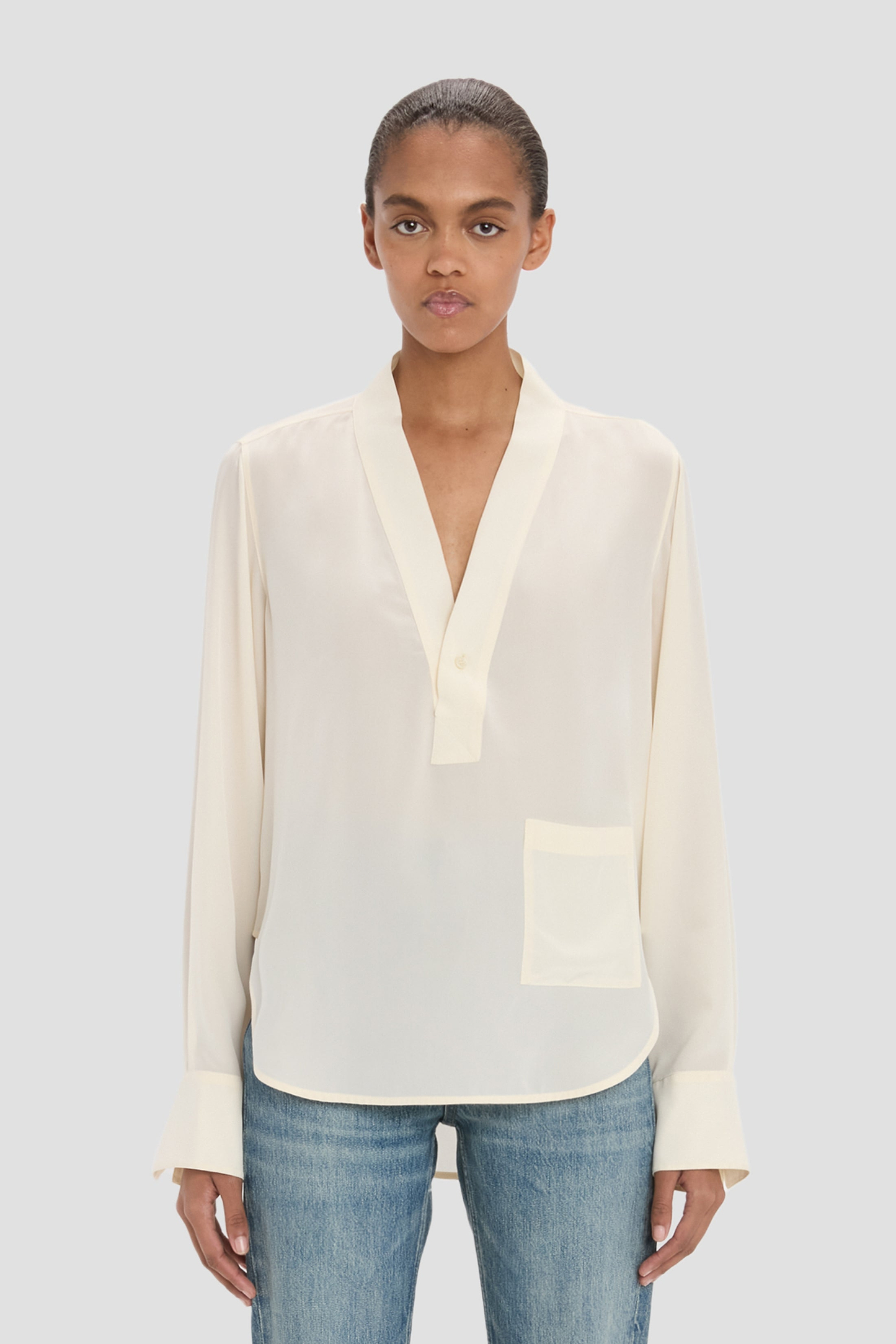 V-Neck Blouse In Ivory