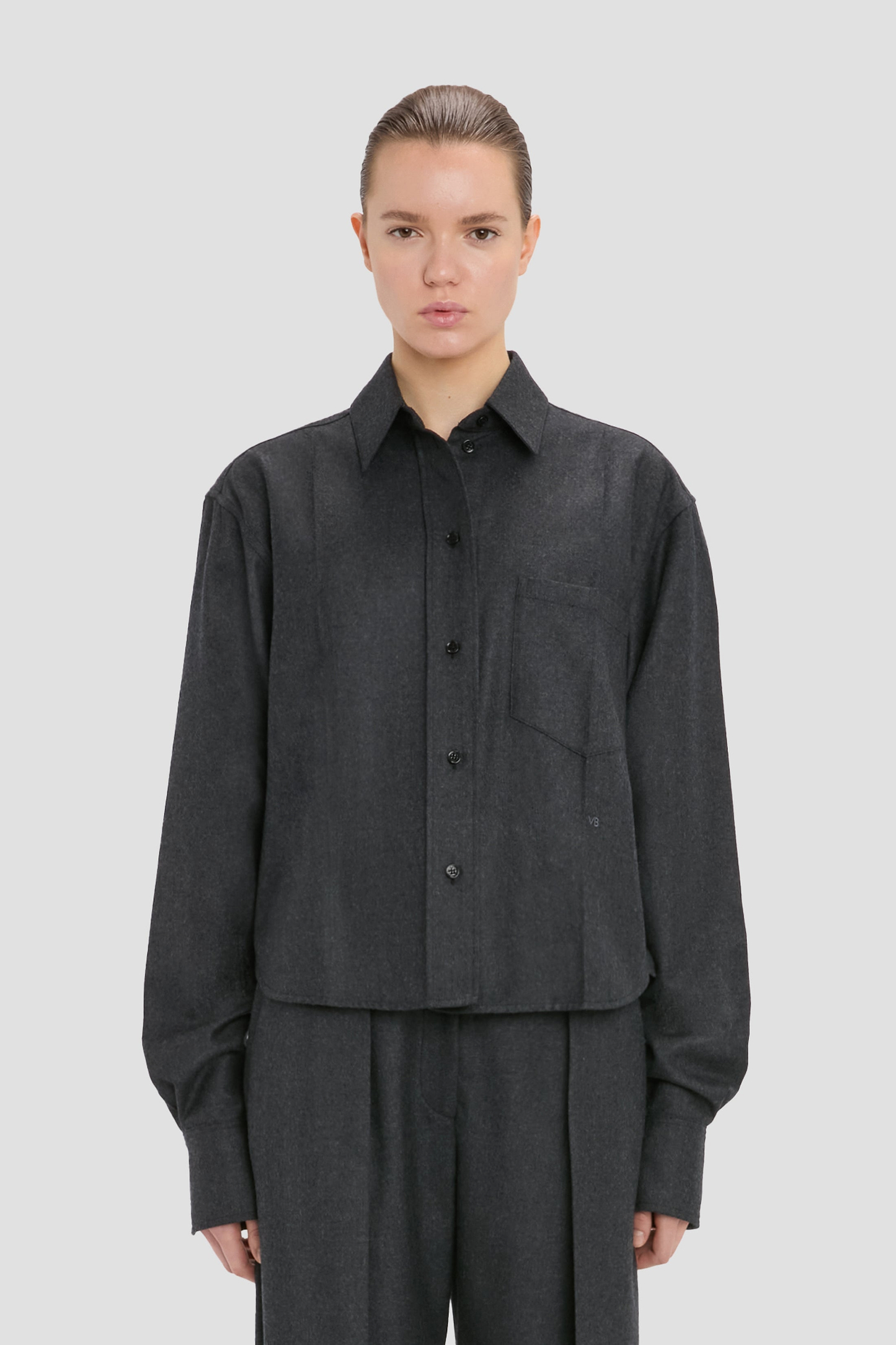 Ellys Shirt In Dark Grey Melange