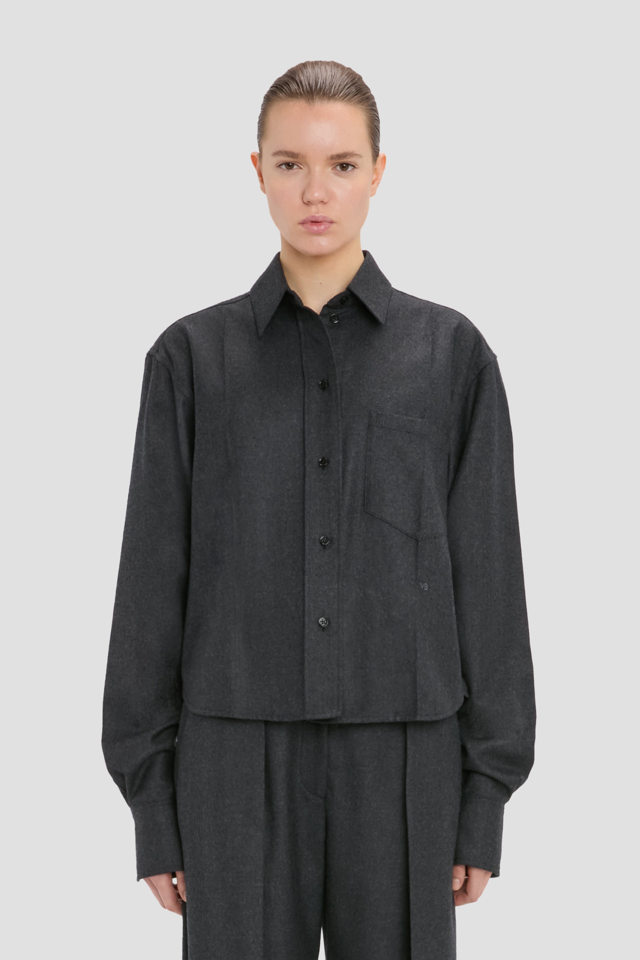 Ellys Shirt In Dark Grey Melange