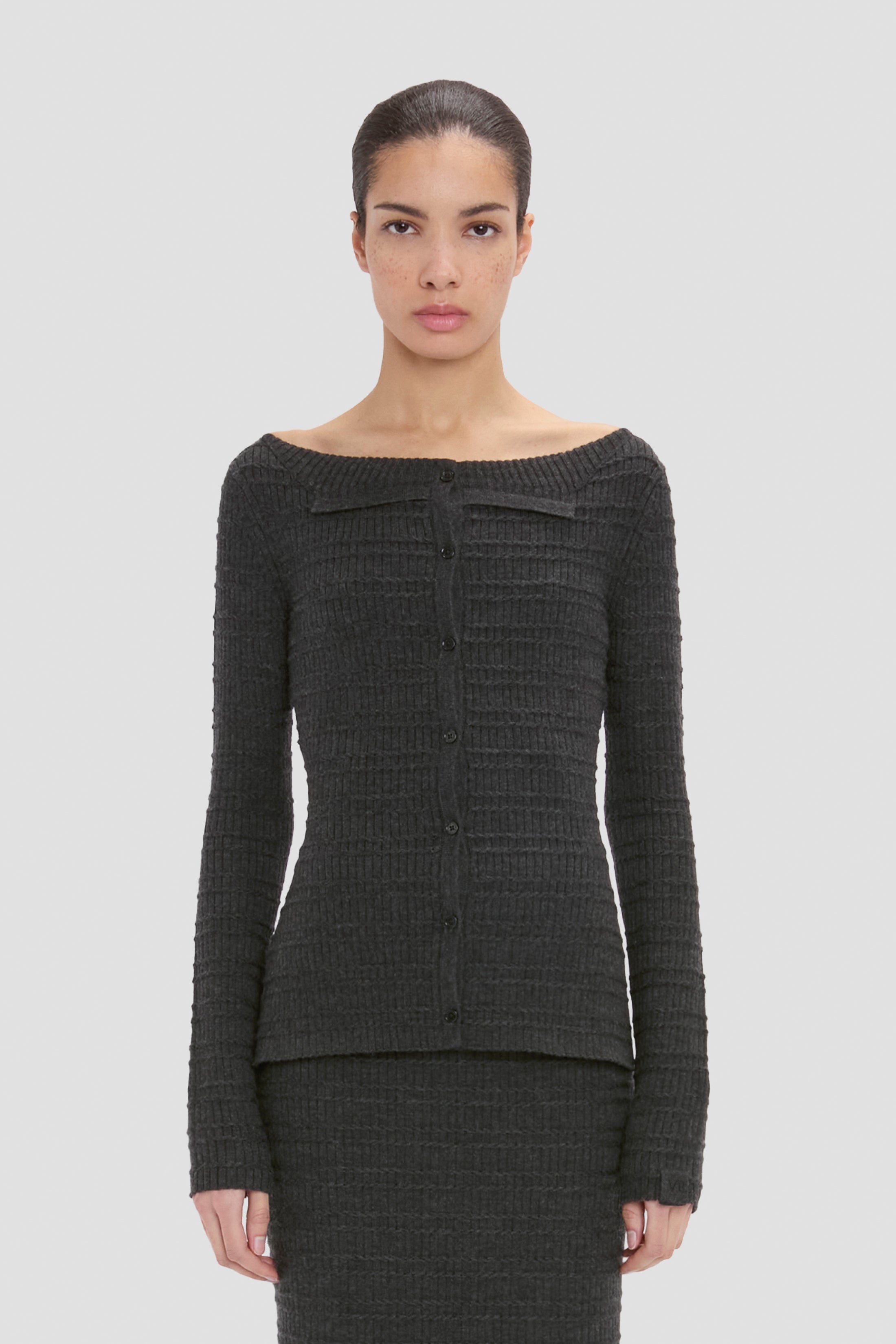 Folded Cardigan In Grey Melange
