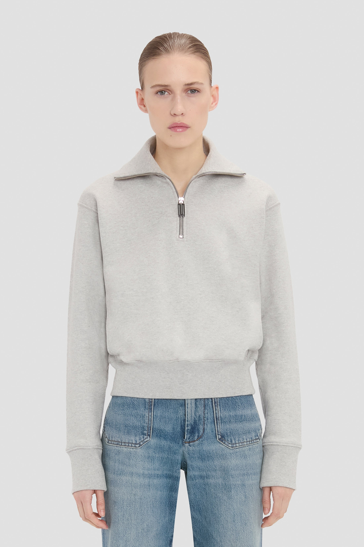 Half Zip Sweatshirt In Grey Marl