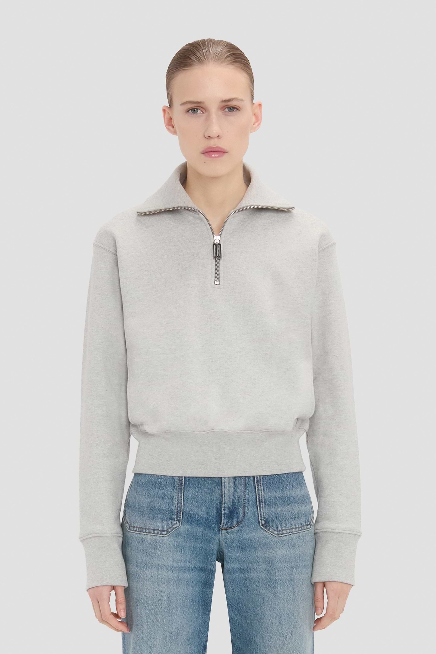 Half Zip Sweatshirt In Grey Marl
