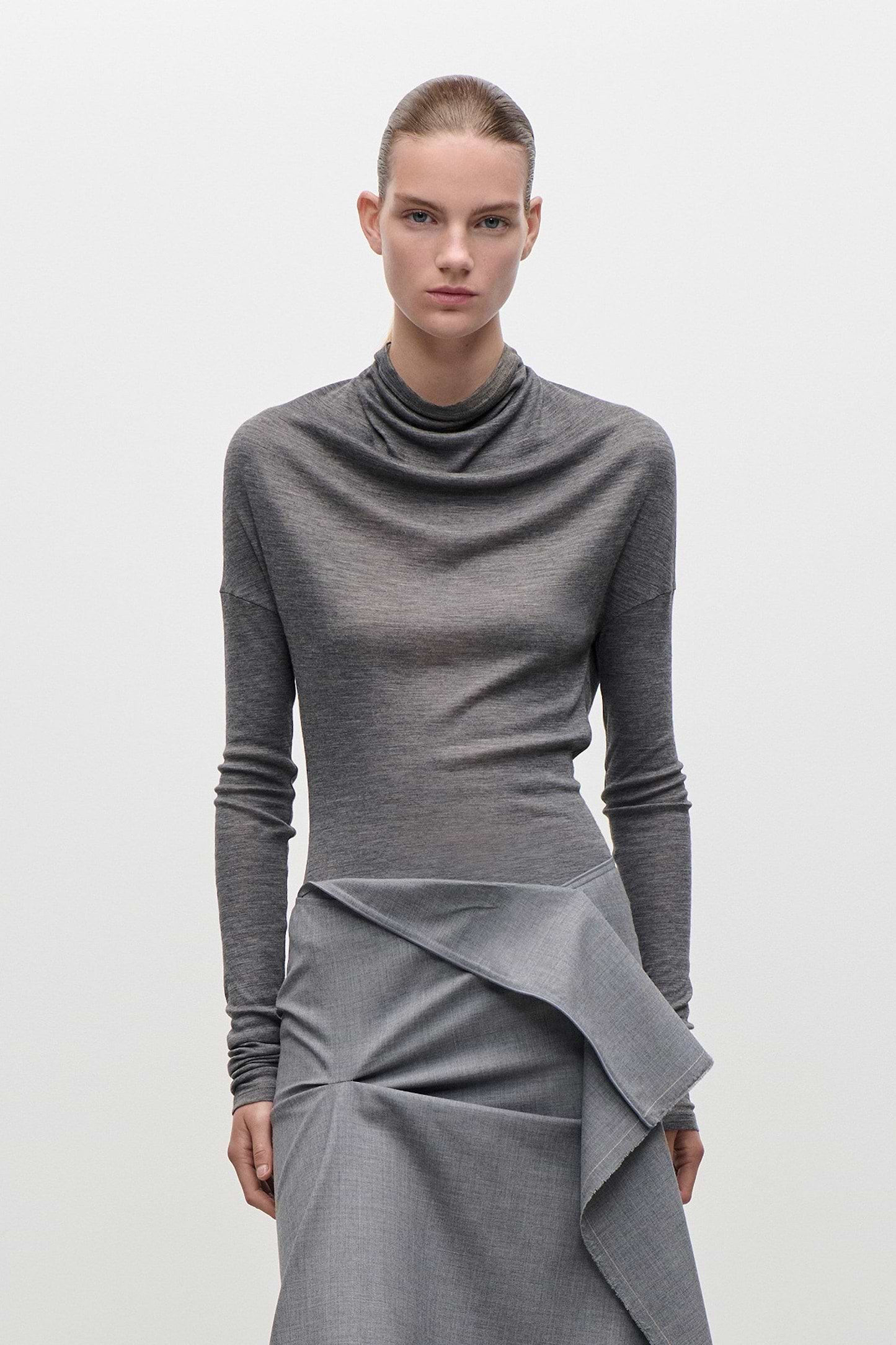 Draped Top In Grey Marl
