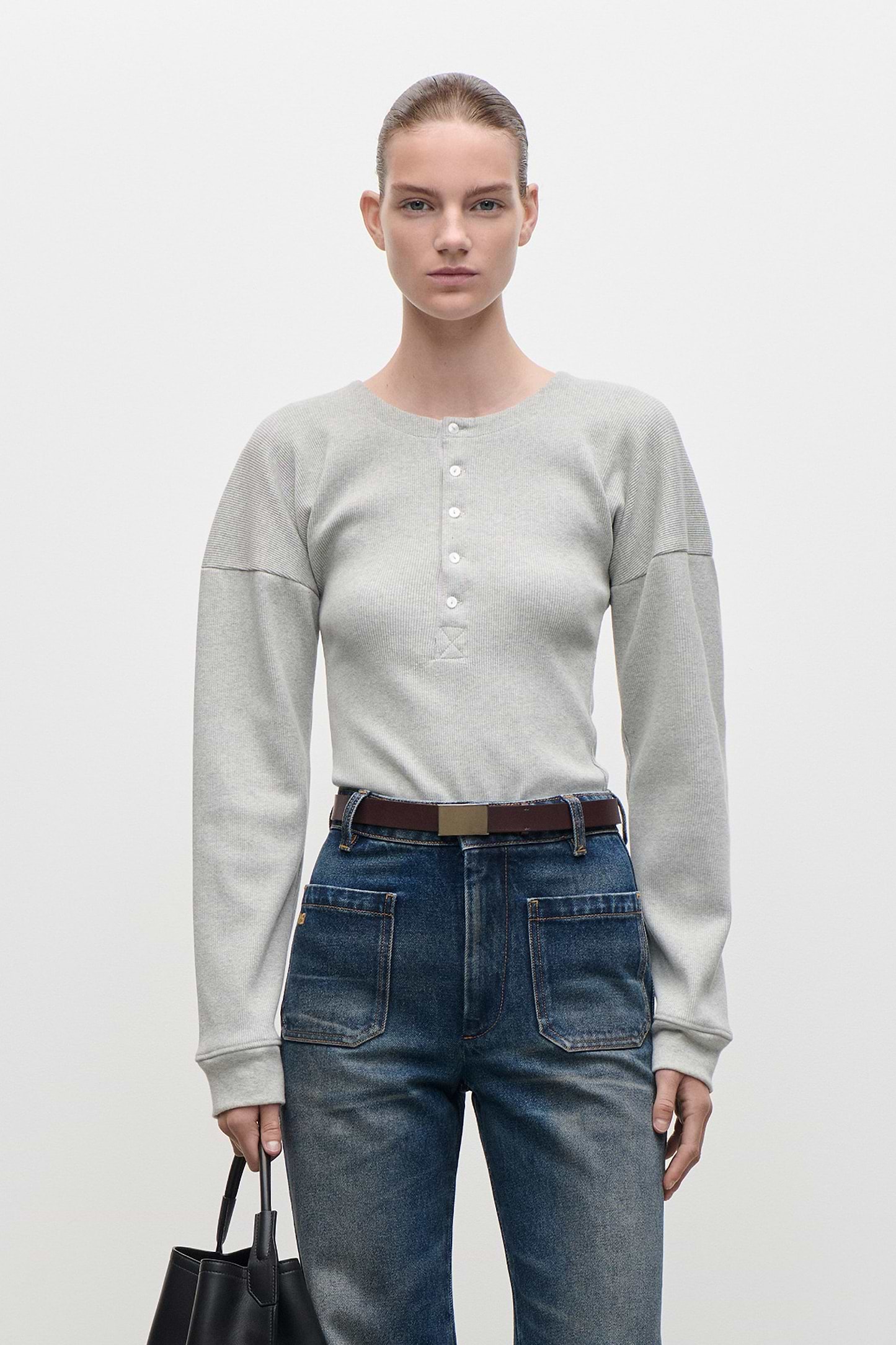 Hazel Top In Grey Marl