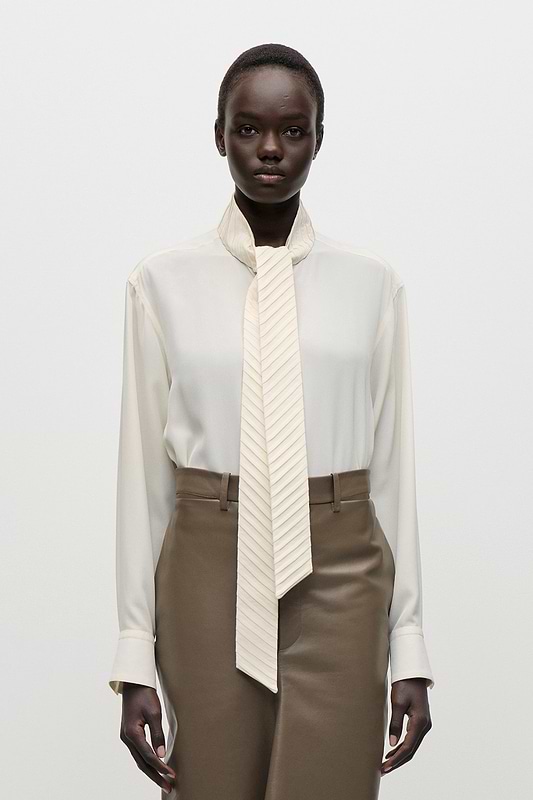 Scarf Detail Blouse In Ivory
