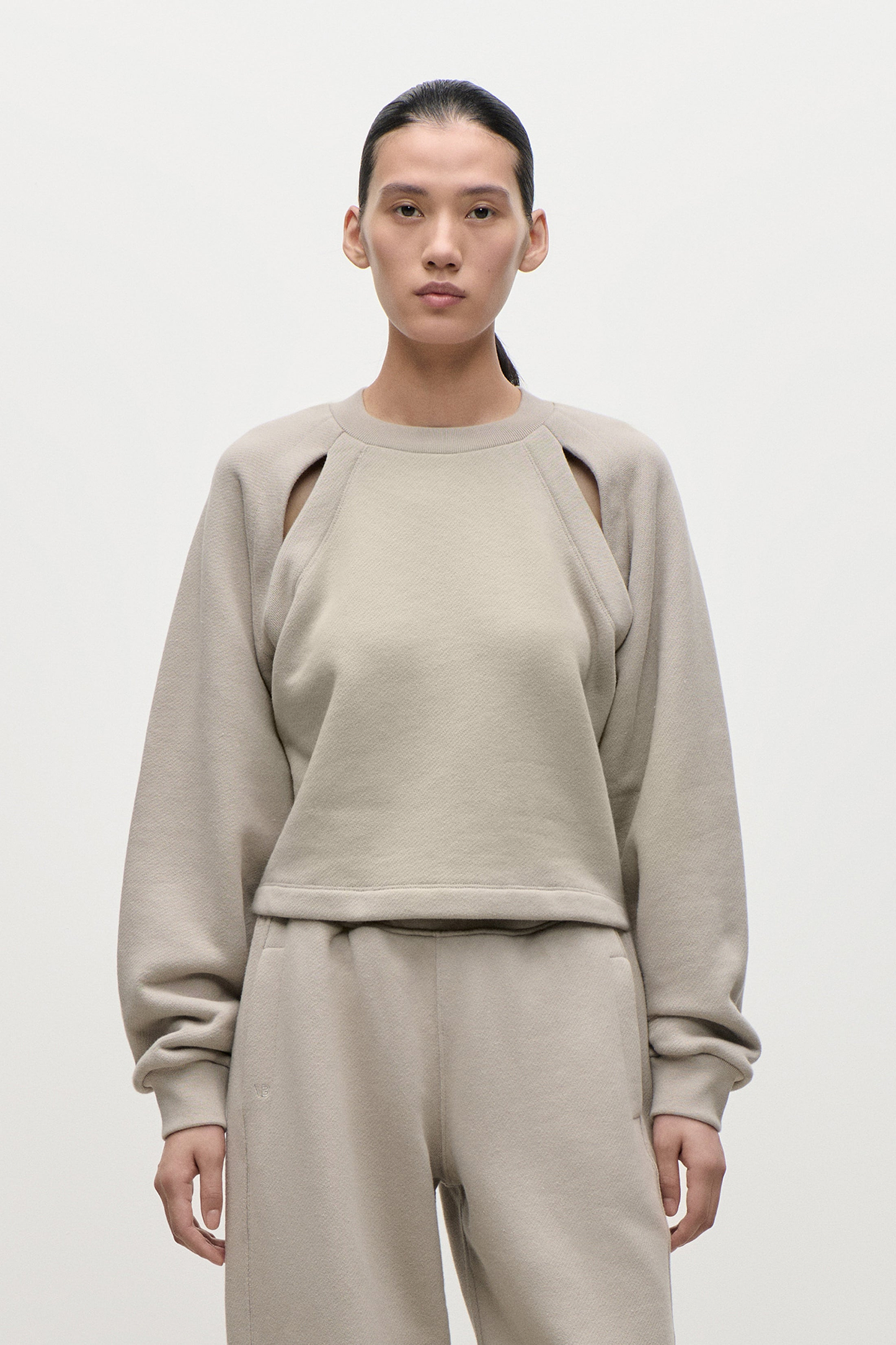 Cut Out Detail Sweatshirt In Light Grey