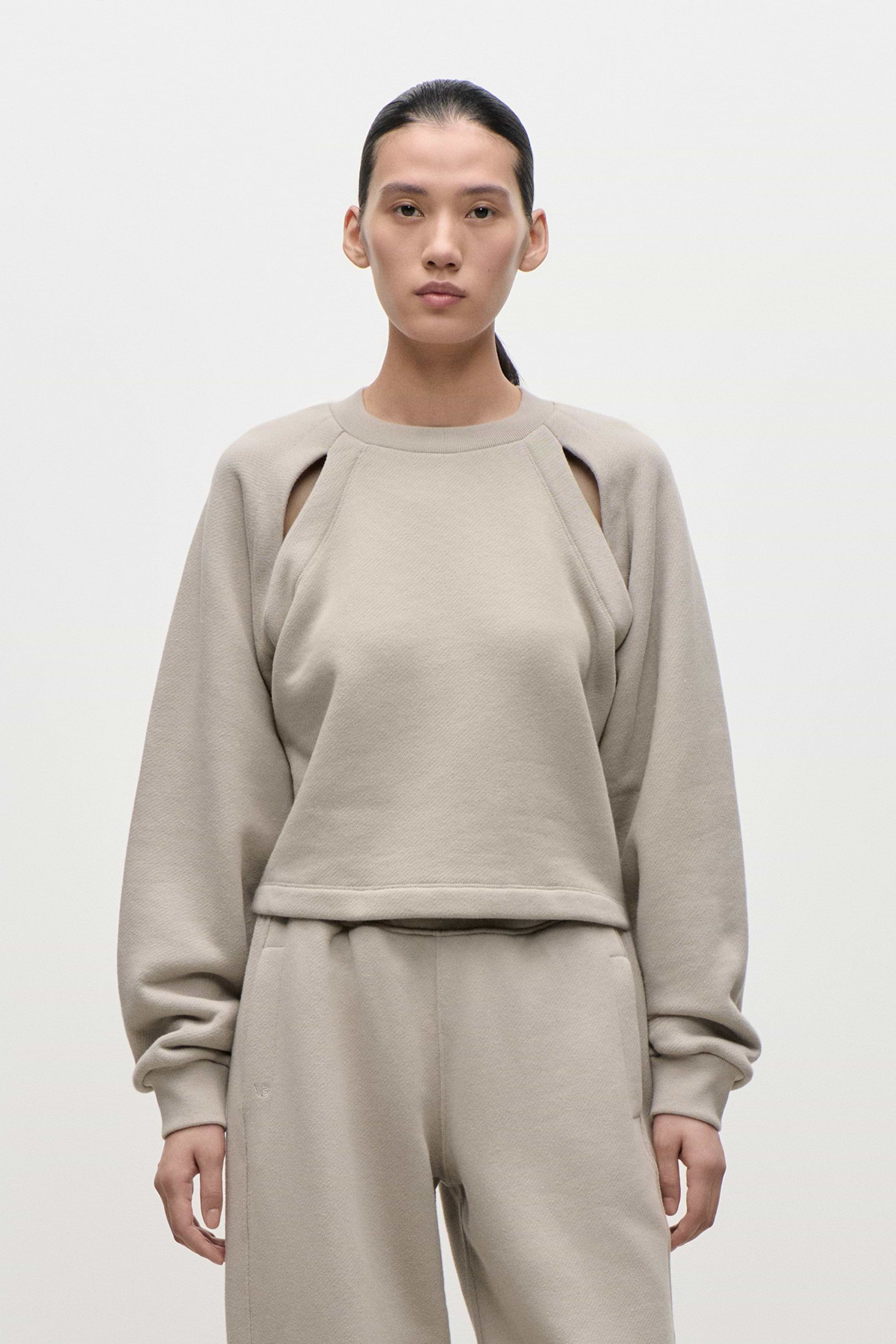 Cut Out Detail Sweatshirt In Light Grey