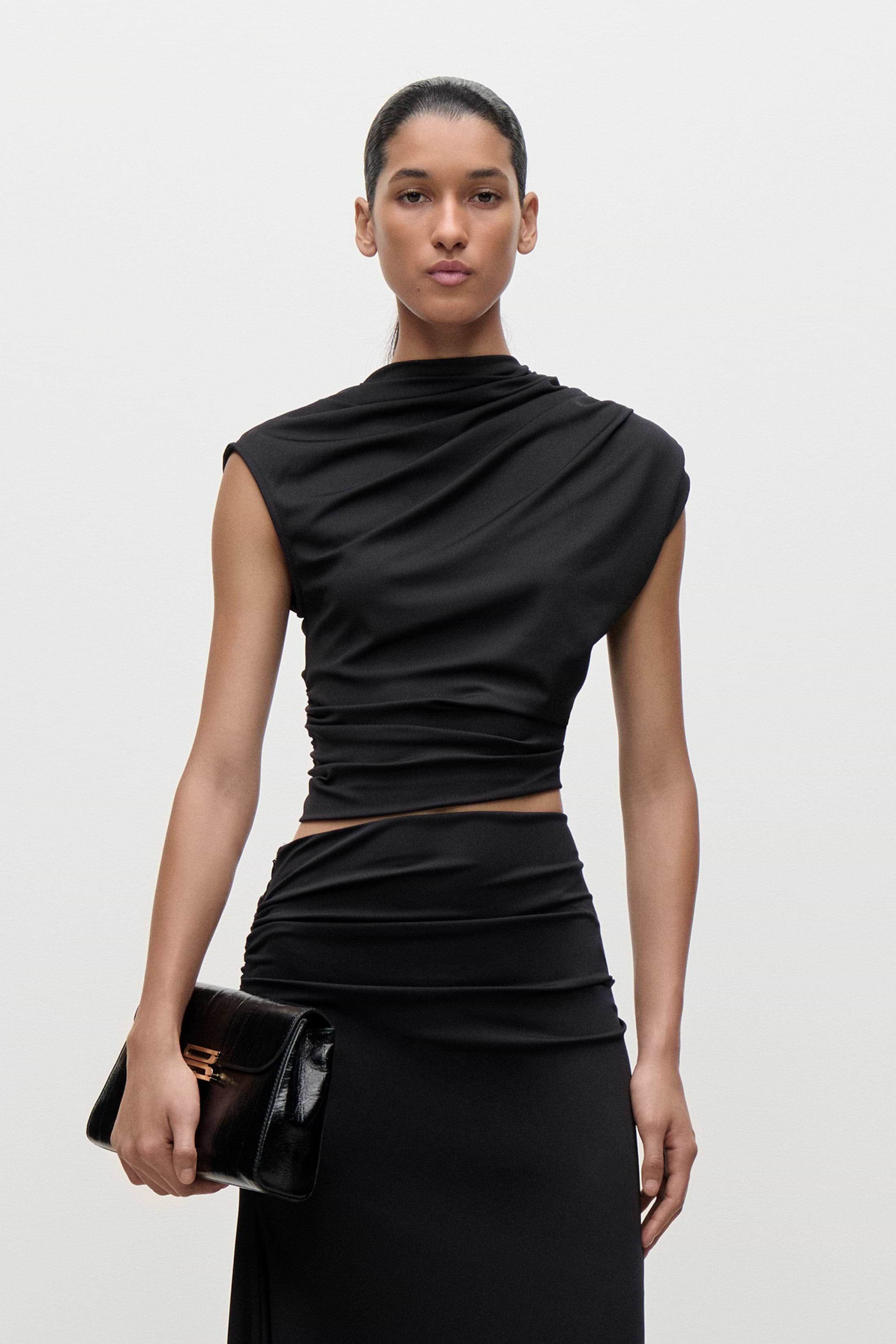 Gathered Top In Black