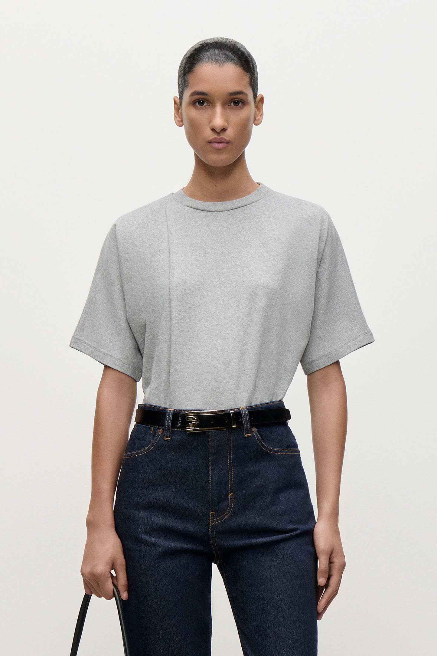 Pleated T-Shirt In Grey Melange