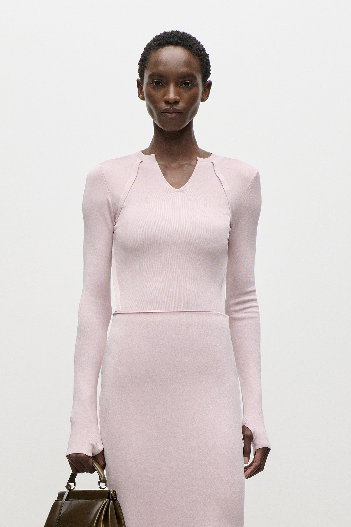 V-Neck Top In Light Pink