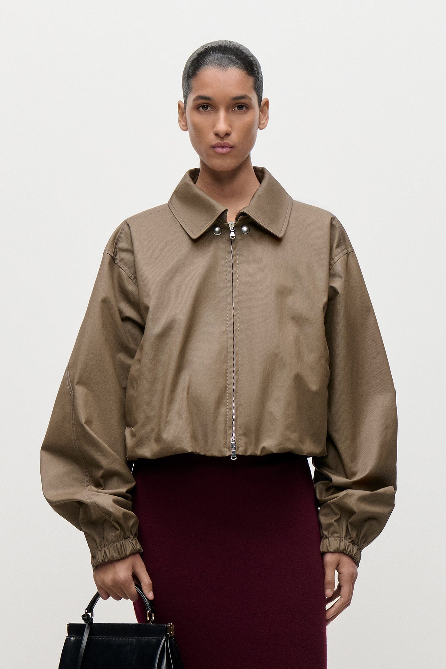 Panelled Bomber Jacket In Brown
