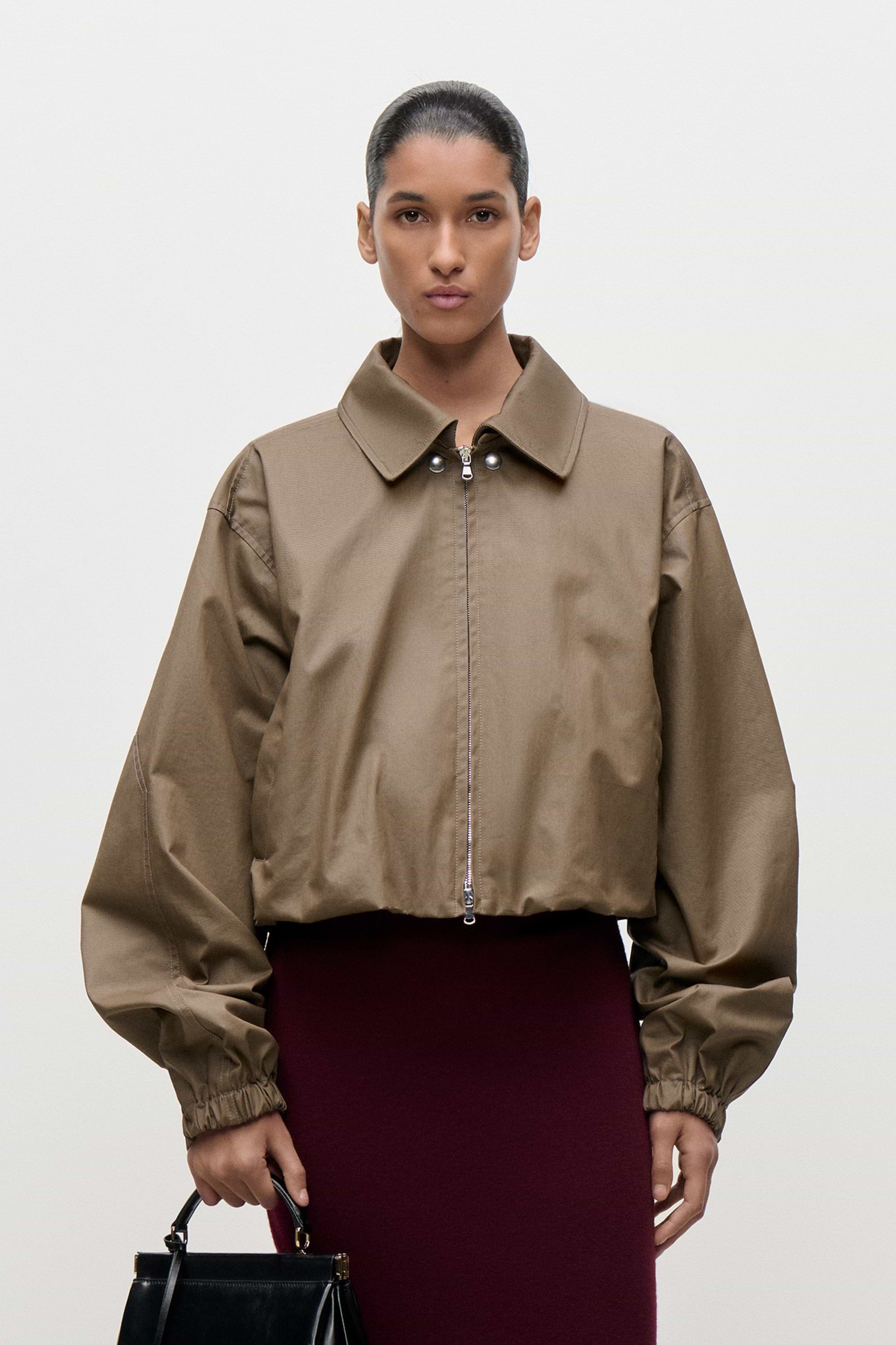 Panelled Bomber Jacket In Brown