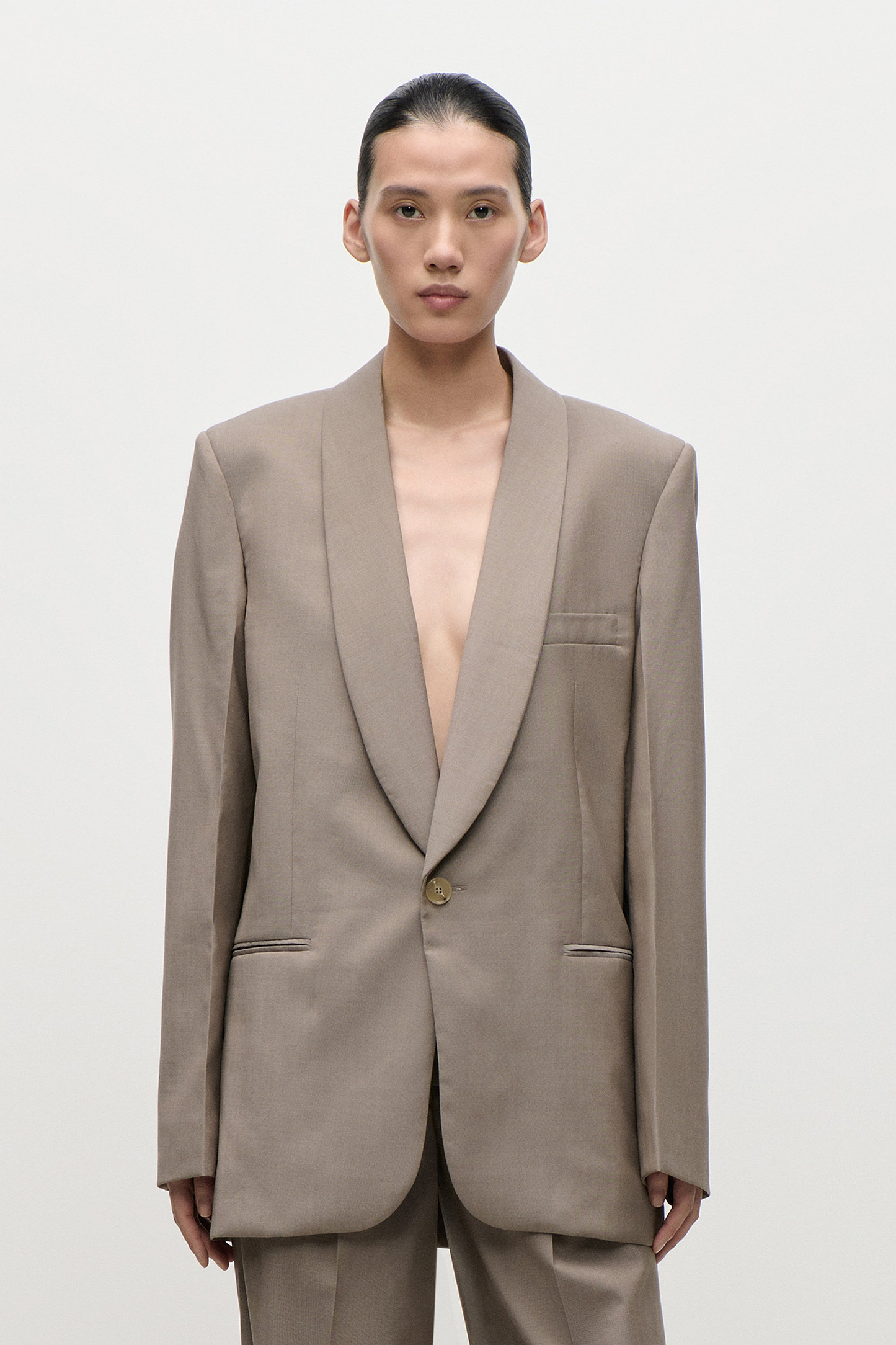 Shawl Collar Jacket In Beige