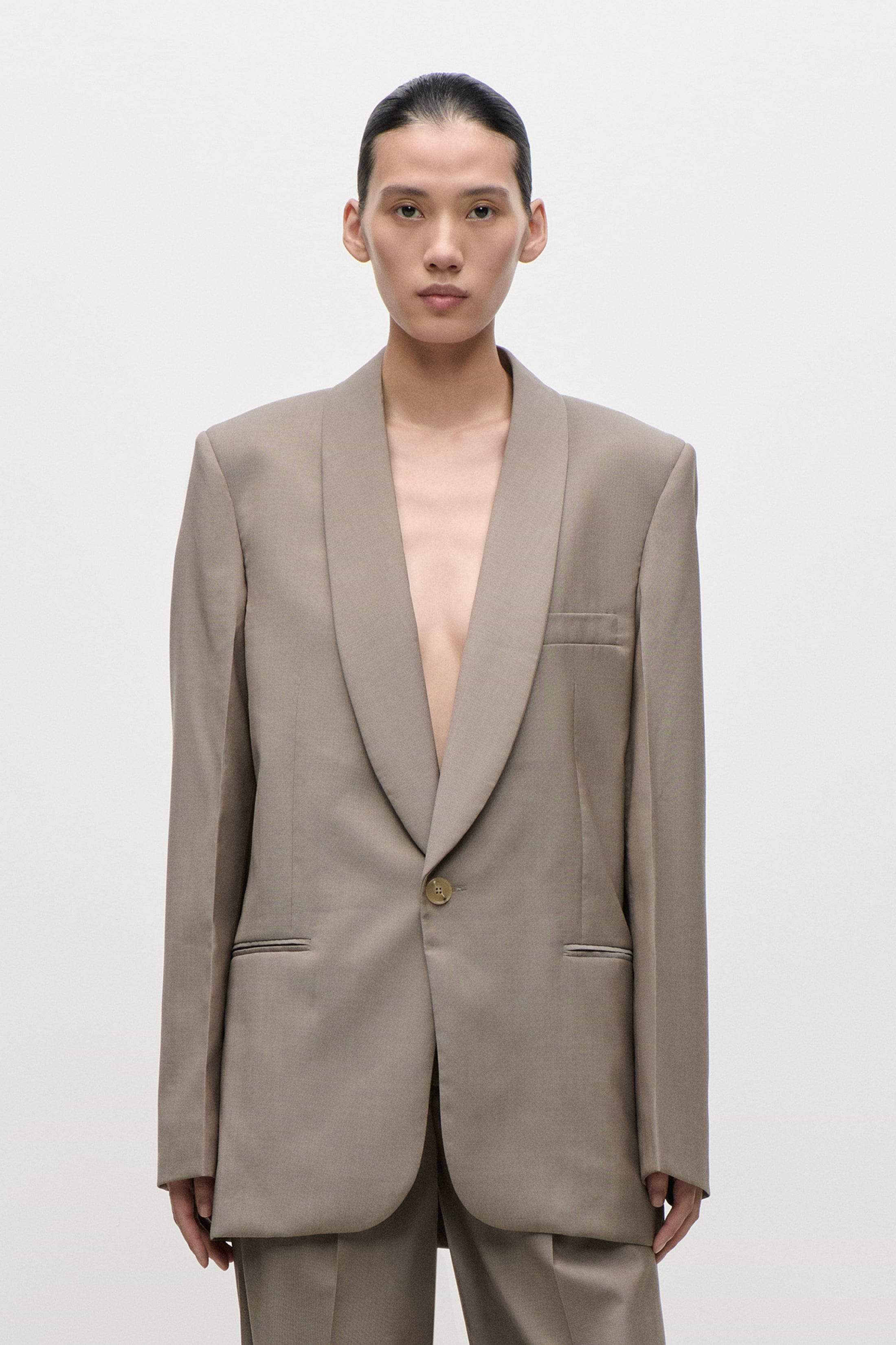 Shawl Collar Jacket In Beige
