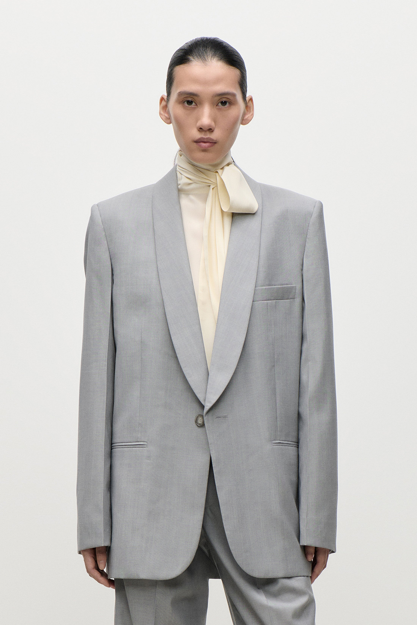 Shawl Collar Jacket In Light Grey