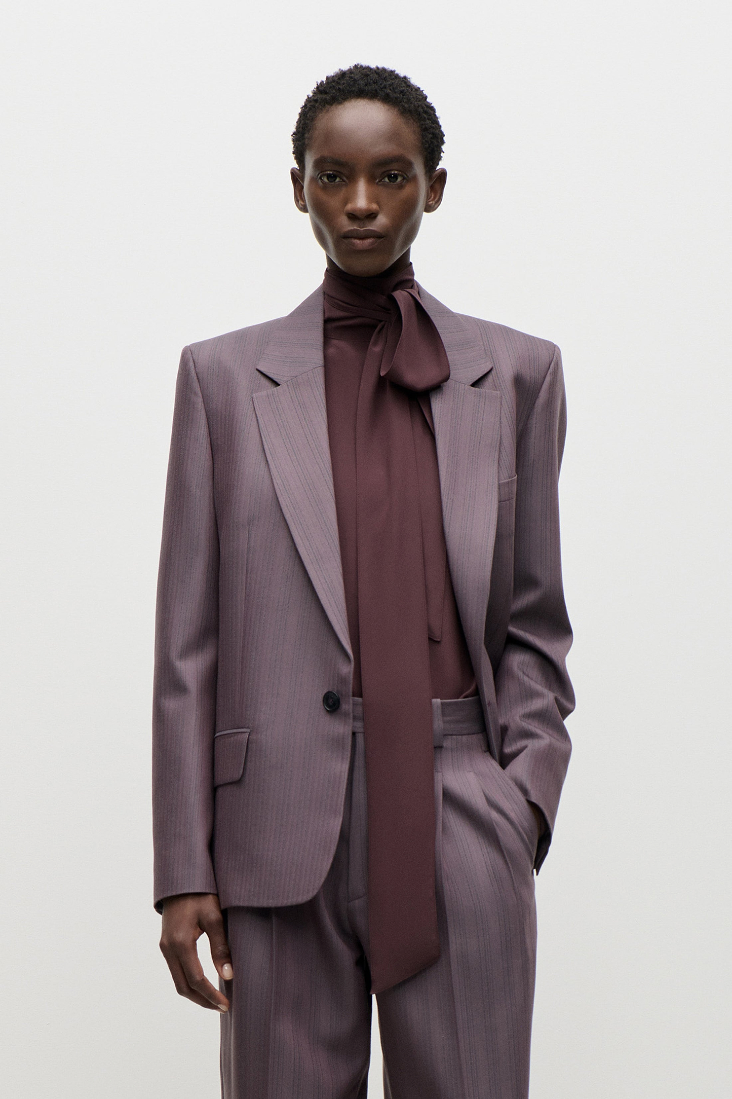 Notched Collar Jacket In Purple