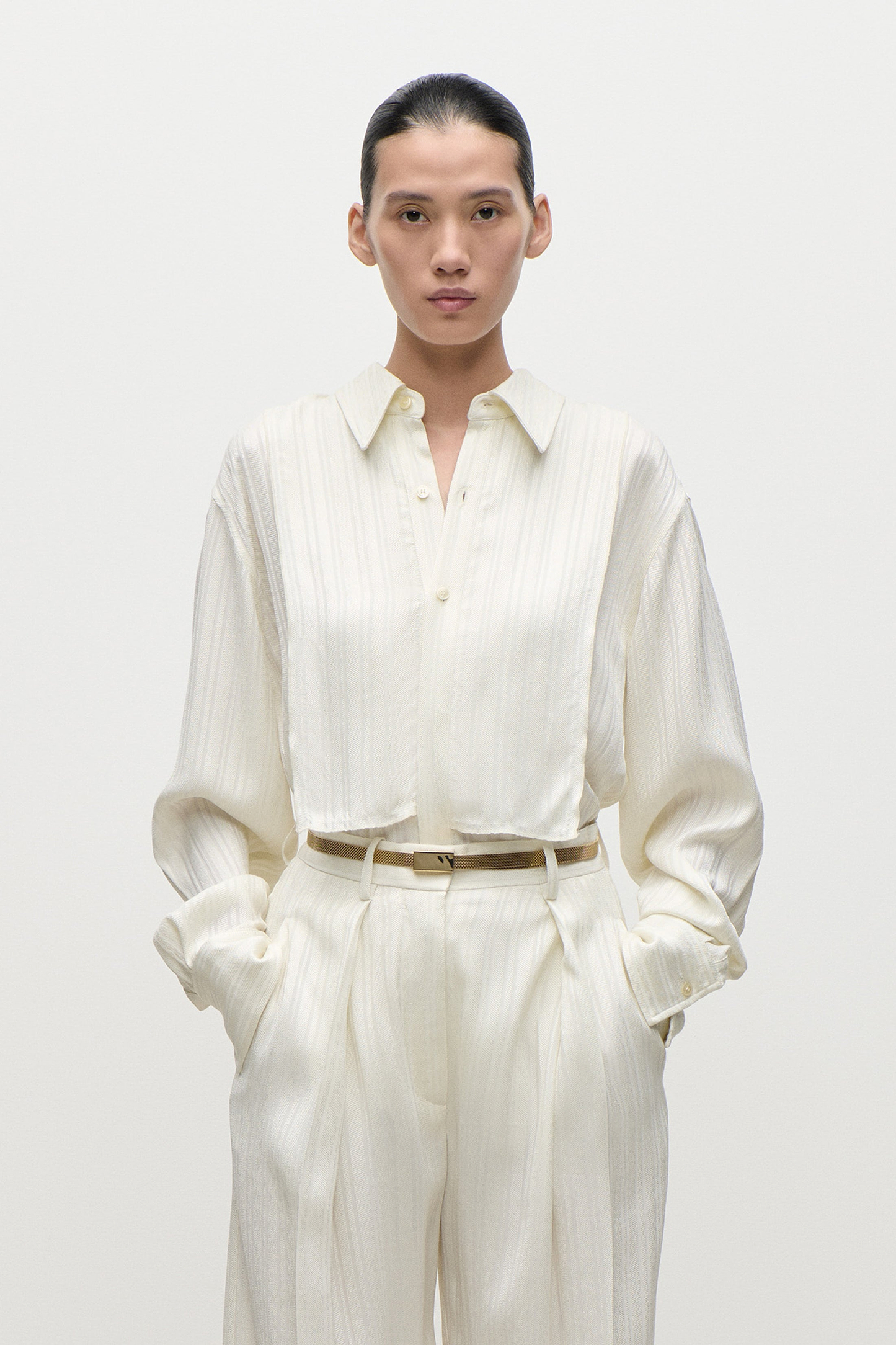 Tuxedo Bib Shirt In Ivory