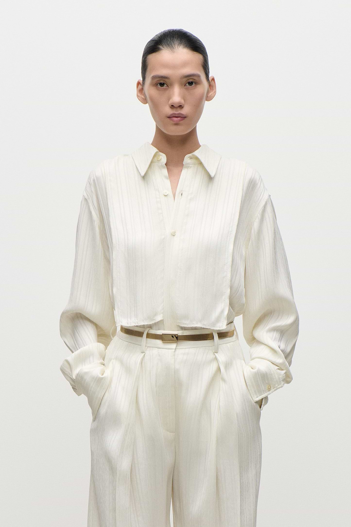Tuxedo Bib Shirt In Ivory