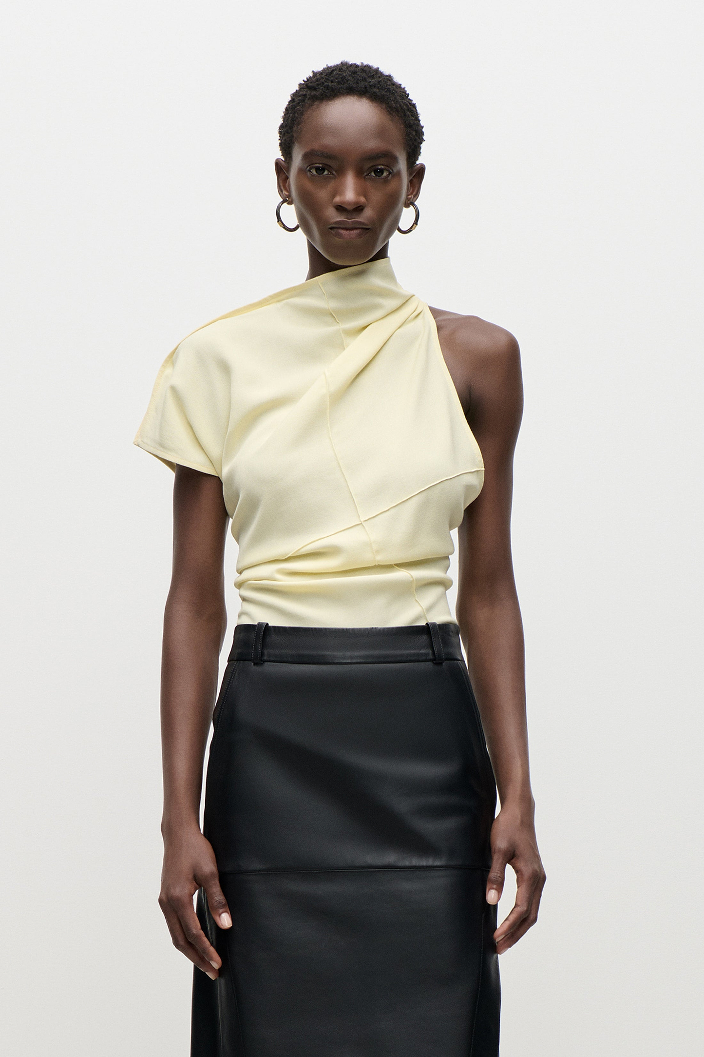 Crease Detail Top In Yellow