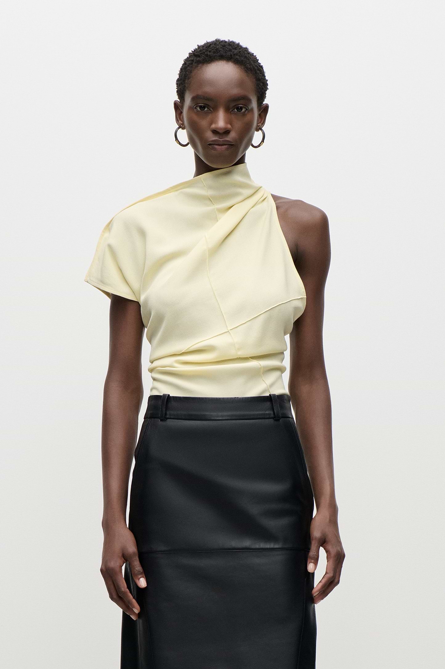 Crease Detail Top In Yellow