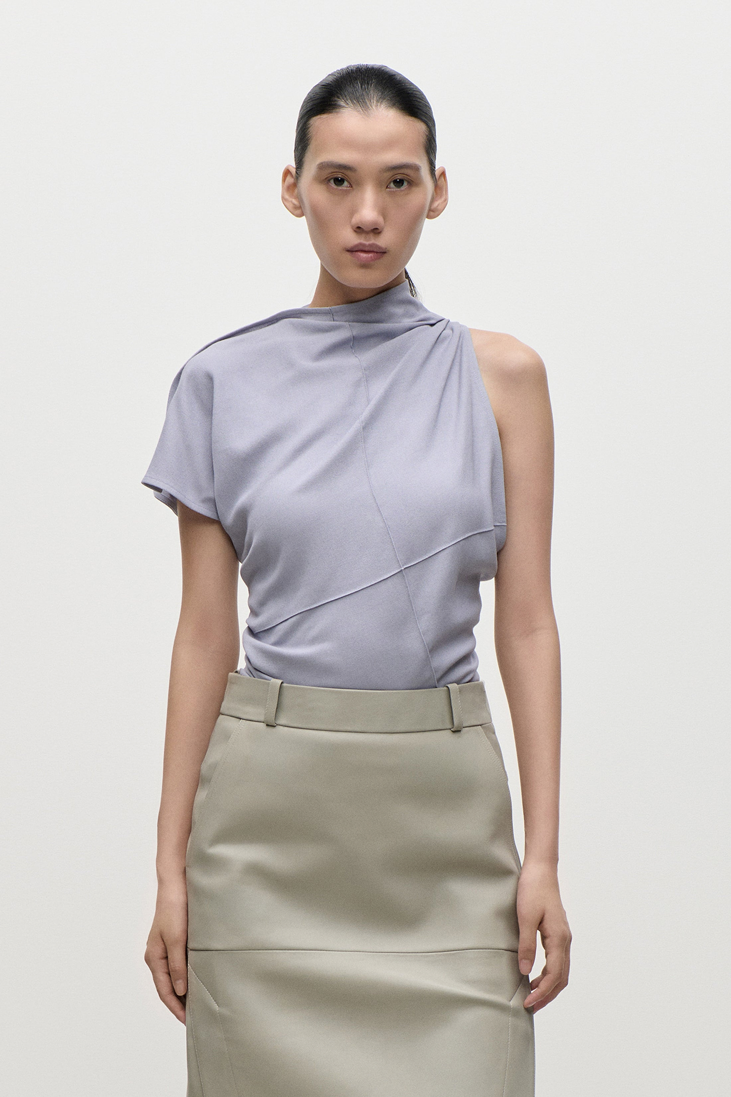 Crease Detail Top In Lilac