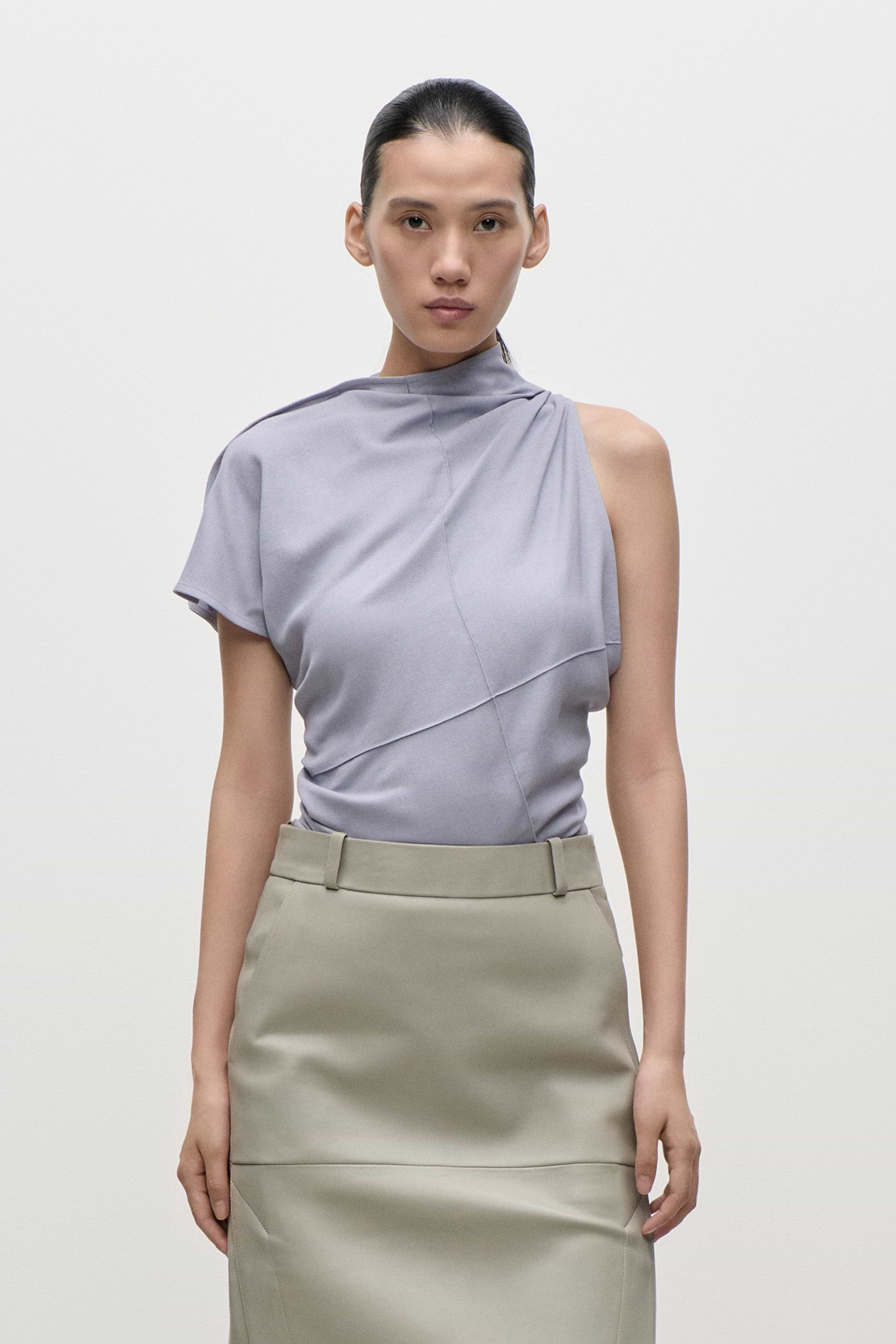 Crease Detail Top In Lilac